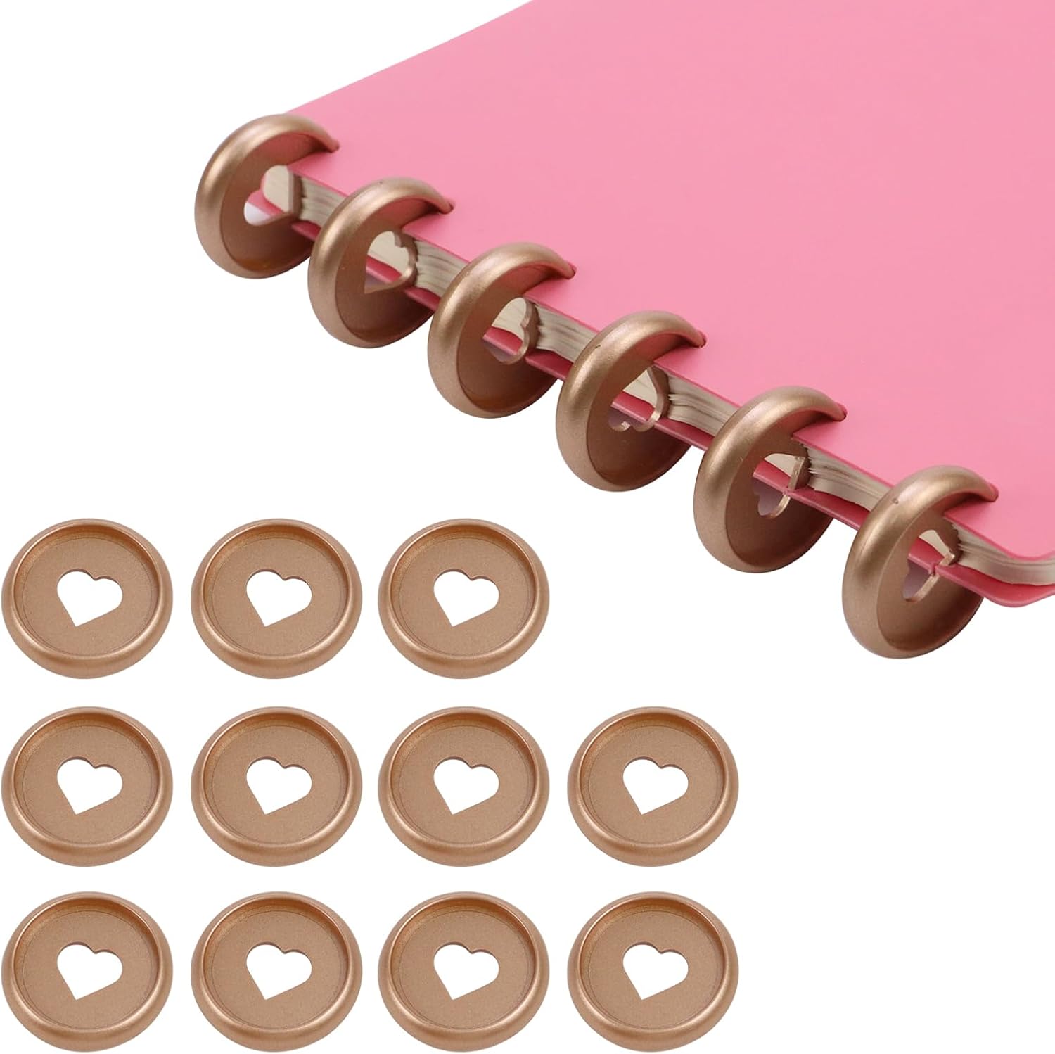 11 discos expansores de plástico con forma de corazón, discos de plástico para carpetas de hojas sueltas, suministros de álbumes de recortes, discos