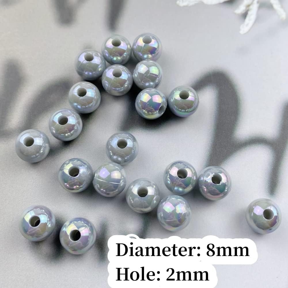 Cuentas de perlas, 300 cuentas de perlas para manualidades de 0.315 pulgadas (0.315 in), colores AB, perlas redondas sueltas con agujero para