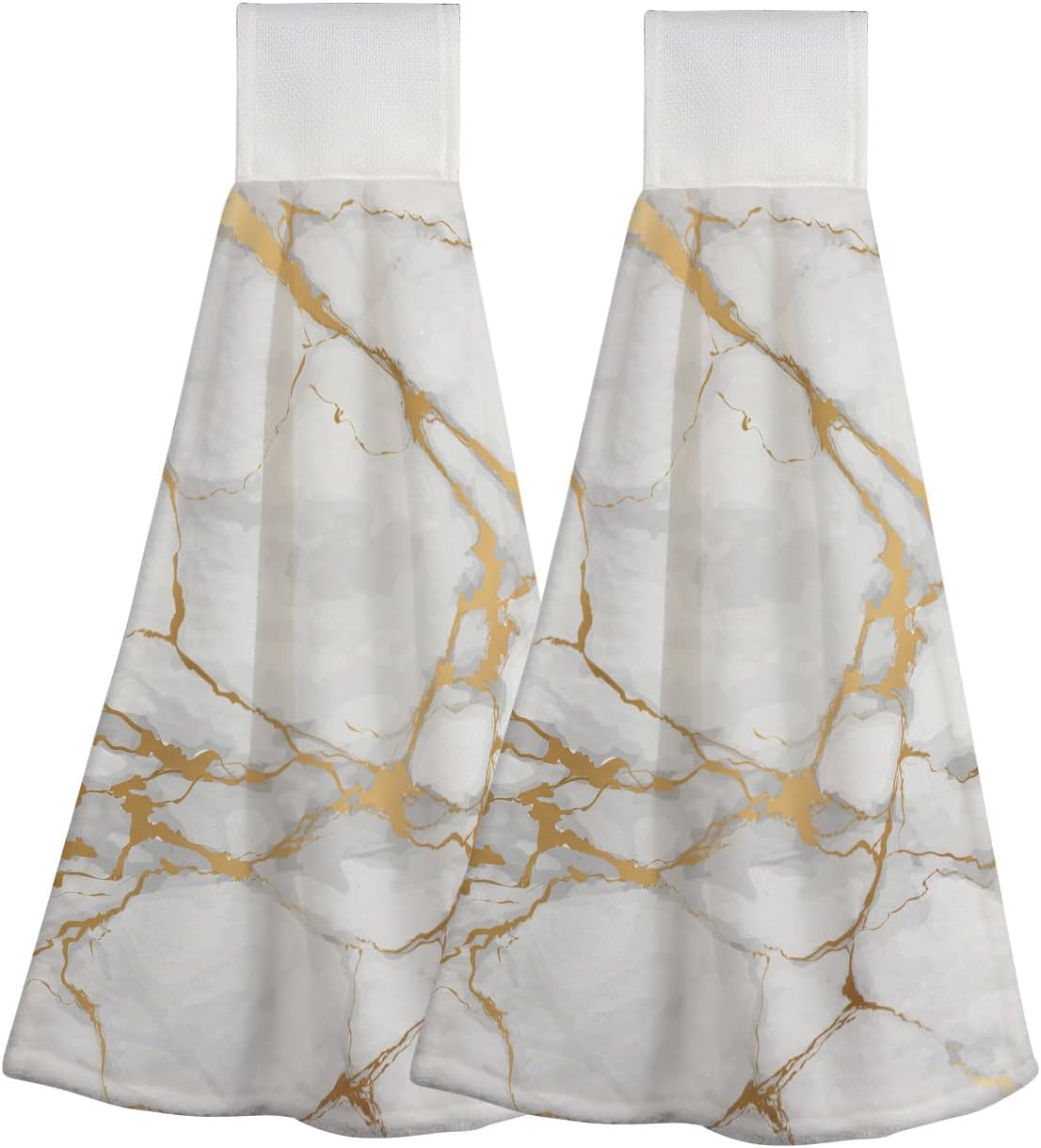 Toalla de mano de cocina con diseño de mármol blanco, 2 toallas de secado rápido, absorbentes, suaves al tacto, para decoración del hogar, cocina,