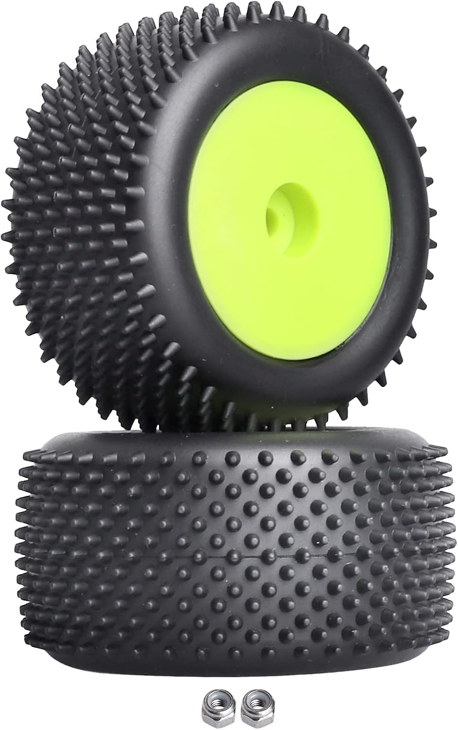 118 RC Buggy neumáticos traseros y ruedas para Wltoys 184011 A959 HSP 94815 94810 HPI Losi Mini T 2.0 118th Rail Buggy modelo, 2 unidades (verde)