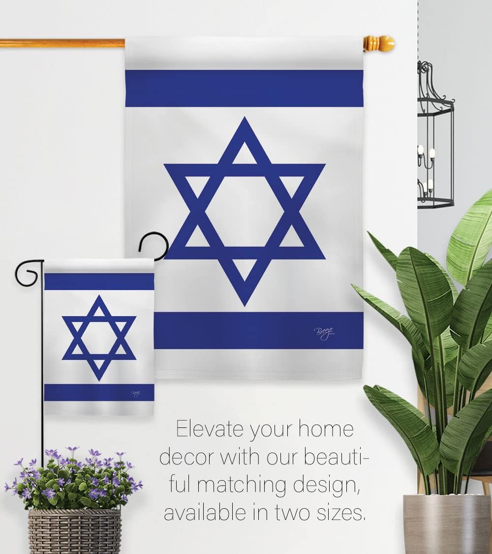 Breeze Decor Bandera de Israel – Juego de asta de bandera israelí para el hogar, letrero para patio, poste de tumba, soporte de cementerio, tapiz al