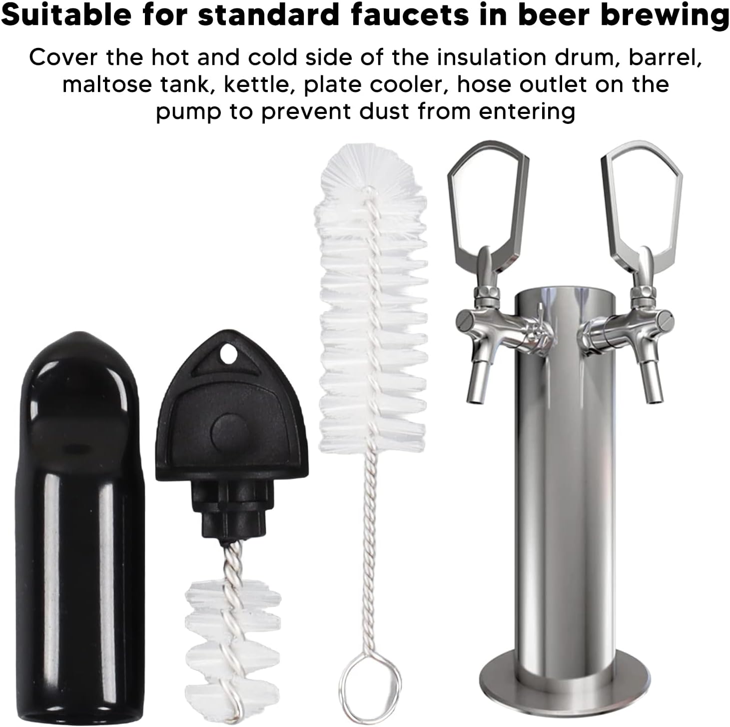 TOPINCN Grifo de cepillos largos para cerveza, barriles de cerveza Kegging para elaborar cerveza Tapón Tapón de cepillo de cepillo de higiene Kit de