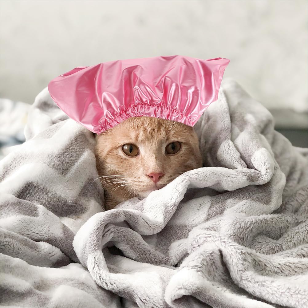 Pet Shower Cap Dog Shower Hat Cat Shower Hat with Adjustable Fixed Strap Pet Ear Cover Cap for Puppy Kitten Supplies – Pink (Medium)