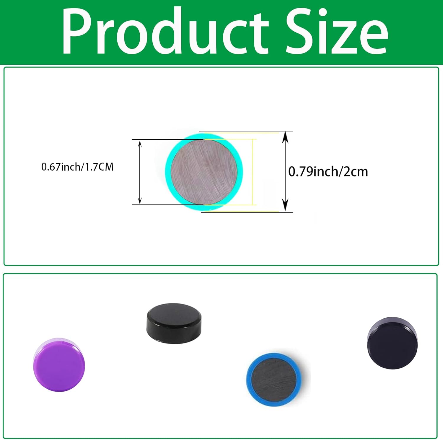 PYJLBX Imanes para nevera, paquete de 20 imanes de 10 colores para refrigerador, imanes coloridos para taquilla, redondos, lindos imanes para