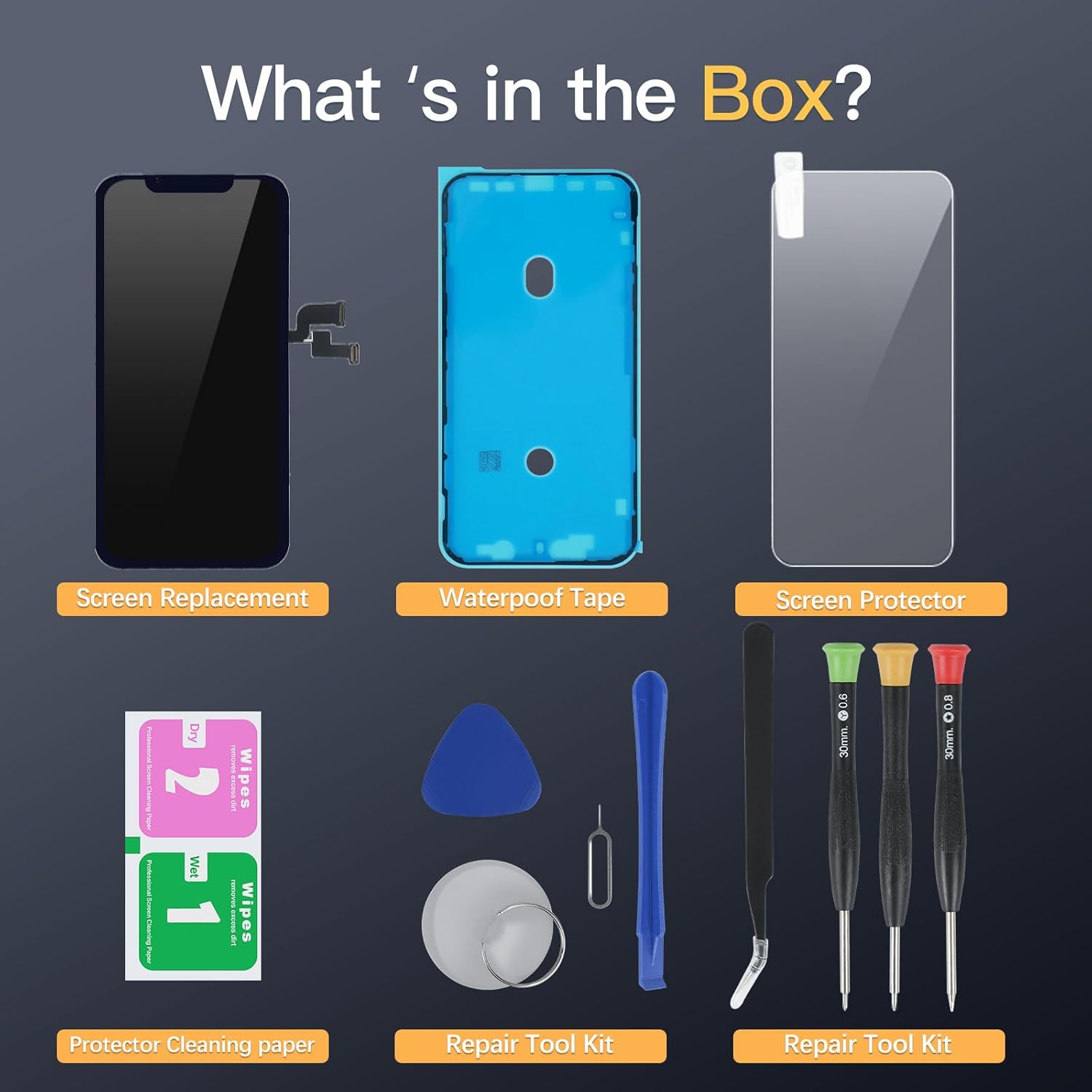 Retina de repuesto para iPhone 13 Mini pantalla táctil 3D de 5.4 pulgadas, pantalla LCD digitalizador con kits de herramientas de reparación, cinta