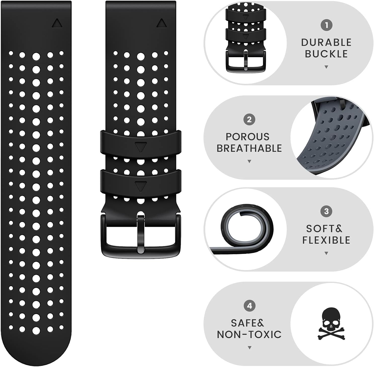 NotoCity Correa de repuesto para Fenix 5X Fenix 7X Sport Silicone Watch Band 1.024 in para Fenix 6X6X Pro5X PlusTactix 7 ProEnduro 2Fenix 3Descent