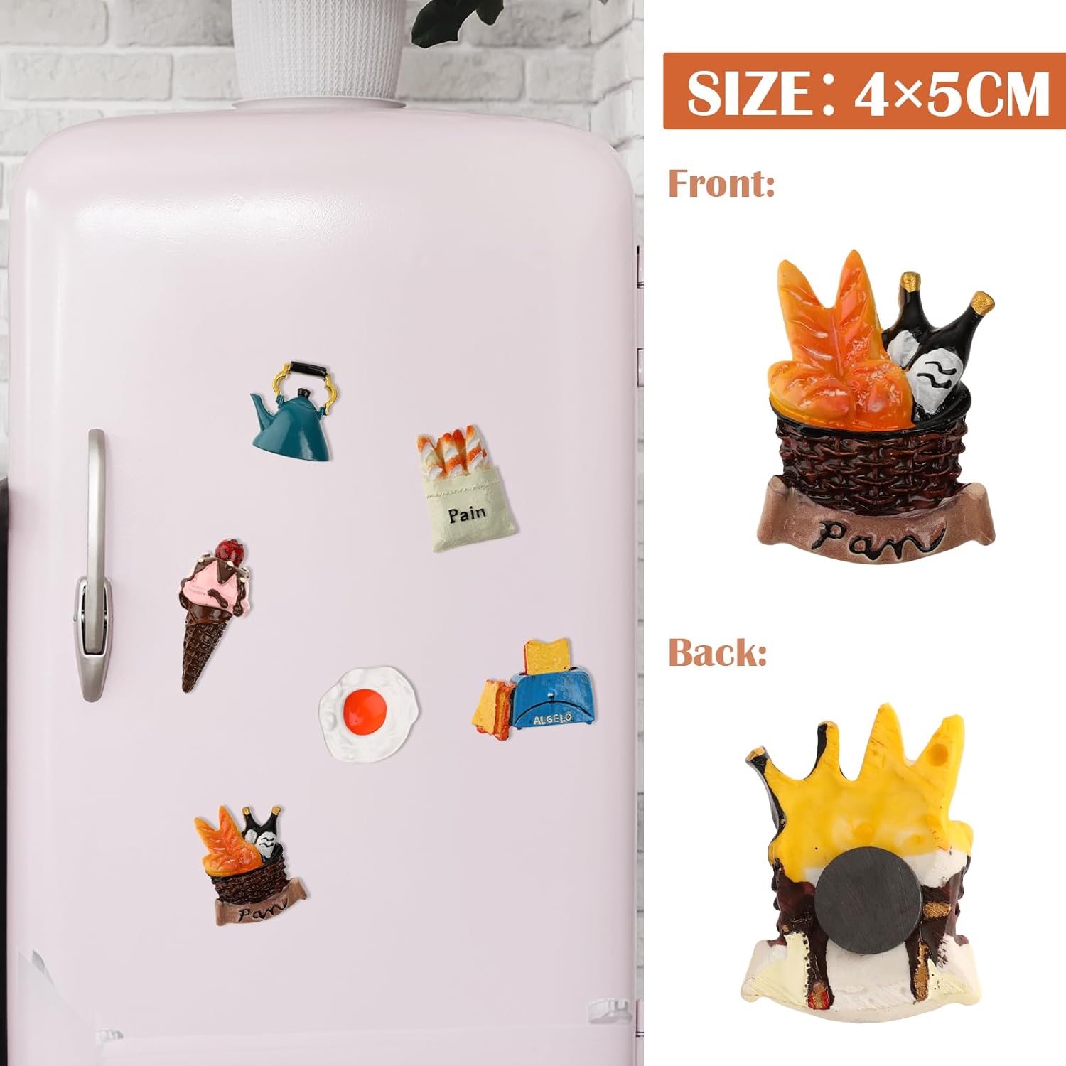 6 imanes de comida para nevera, imanes de alimentos para refrigerador, resina 3D, lindos imanes para refrigerador, divertidos y creativos, imanes