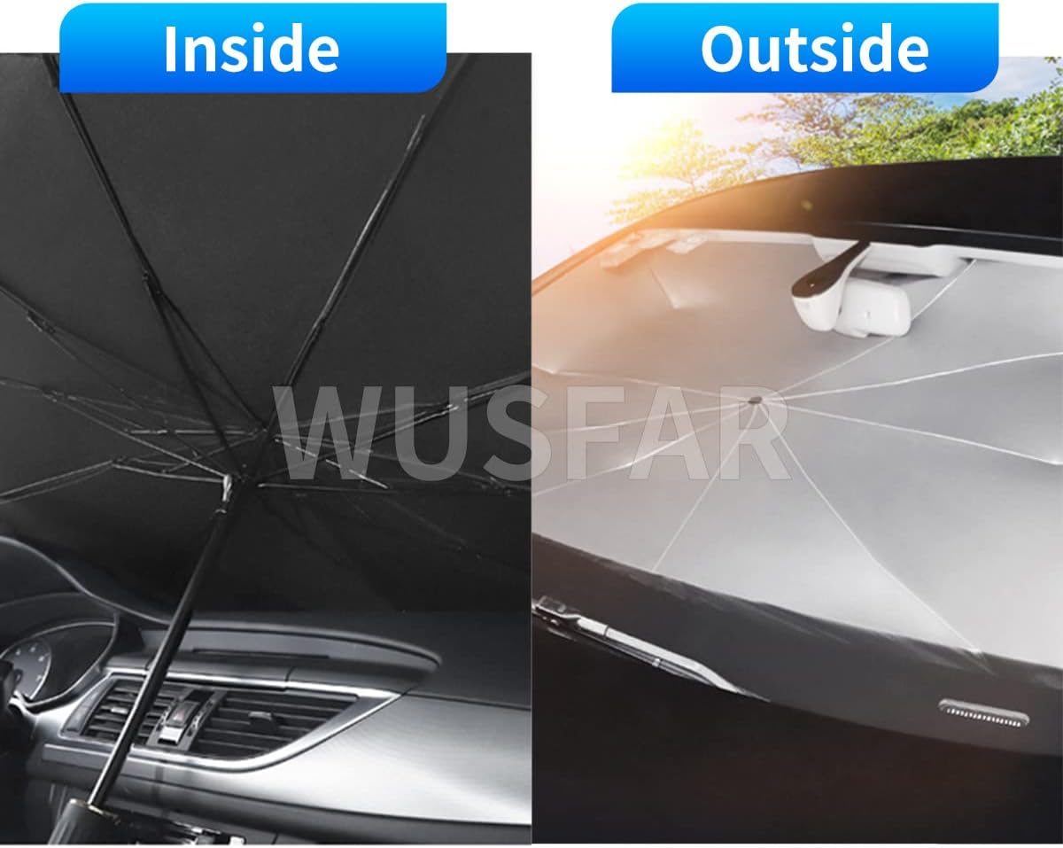 Parasol plegable para parabrisas de automóvil, parasol plegable para protección UV, se adapta a la mayoría de vehículos (59 x 33 pulgadas)