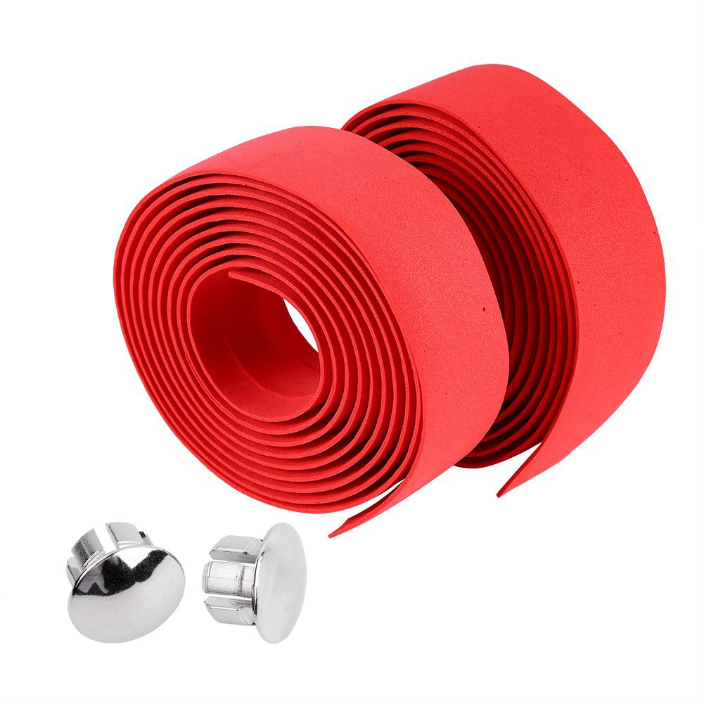 Cinta adhesiva para manillar de bicicleta, cinta de corcho suave para manillar de bicicleta, envoltura de barra de bicicleta con 2 enchufes de barra