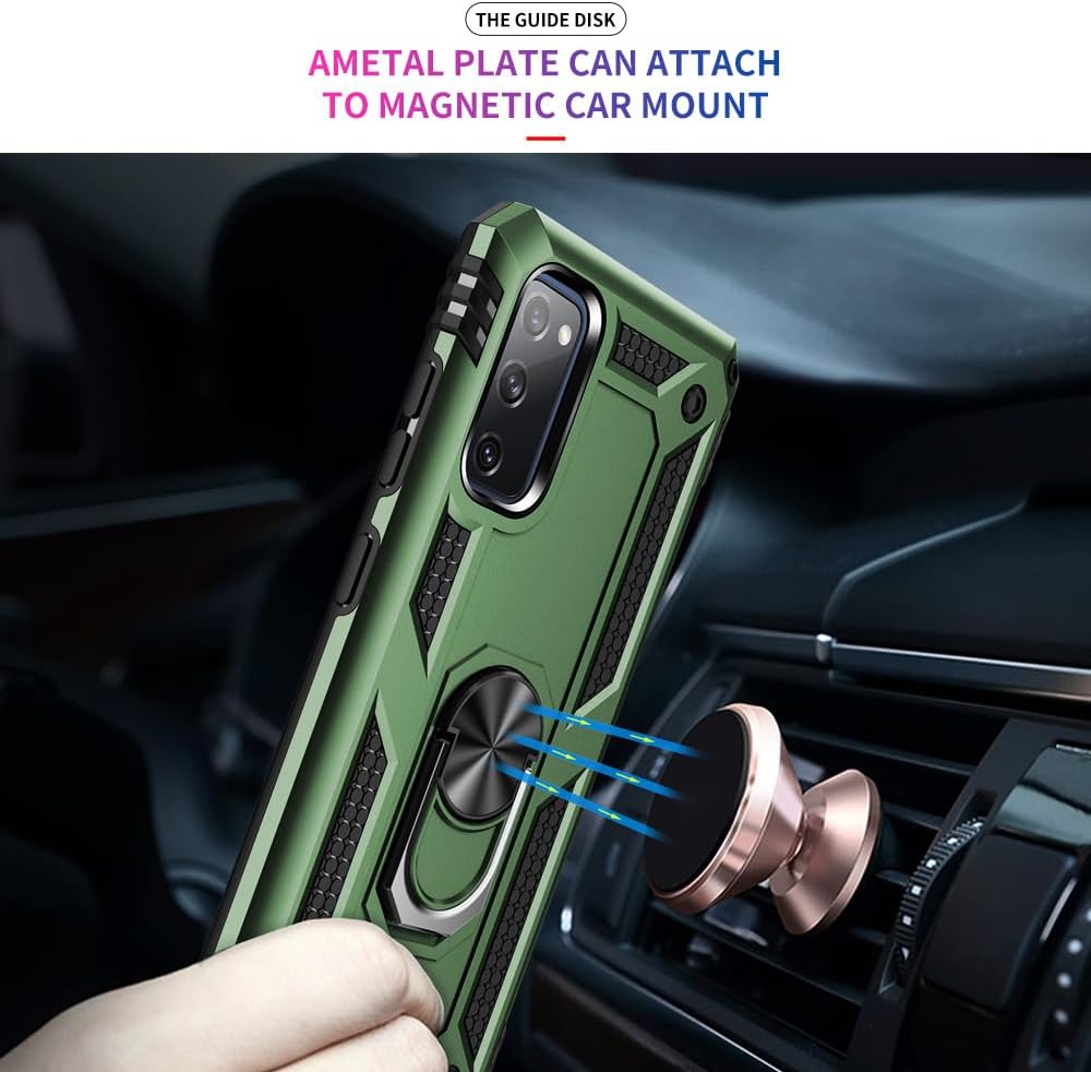 Funda para Samsung Galaxy S20 FE, Samsung S20 FE con protector de pantalla HD, grado militar de 16 pies probada en caídas anillo a prueba de golpes