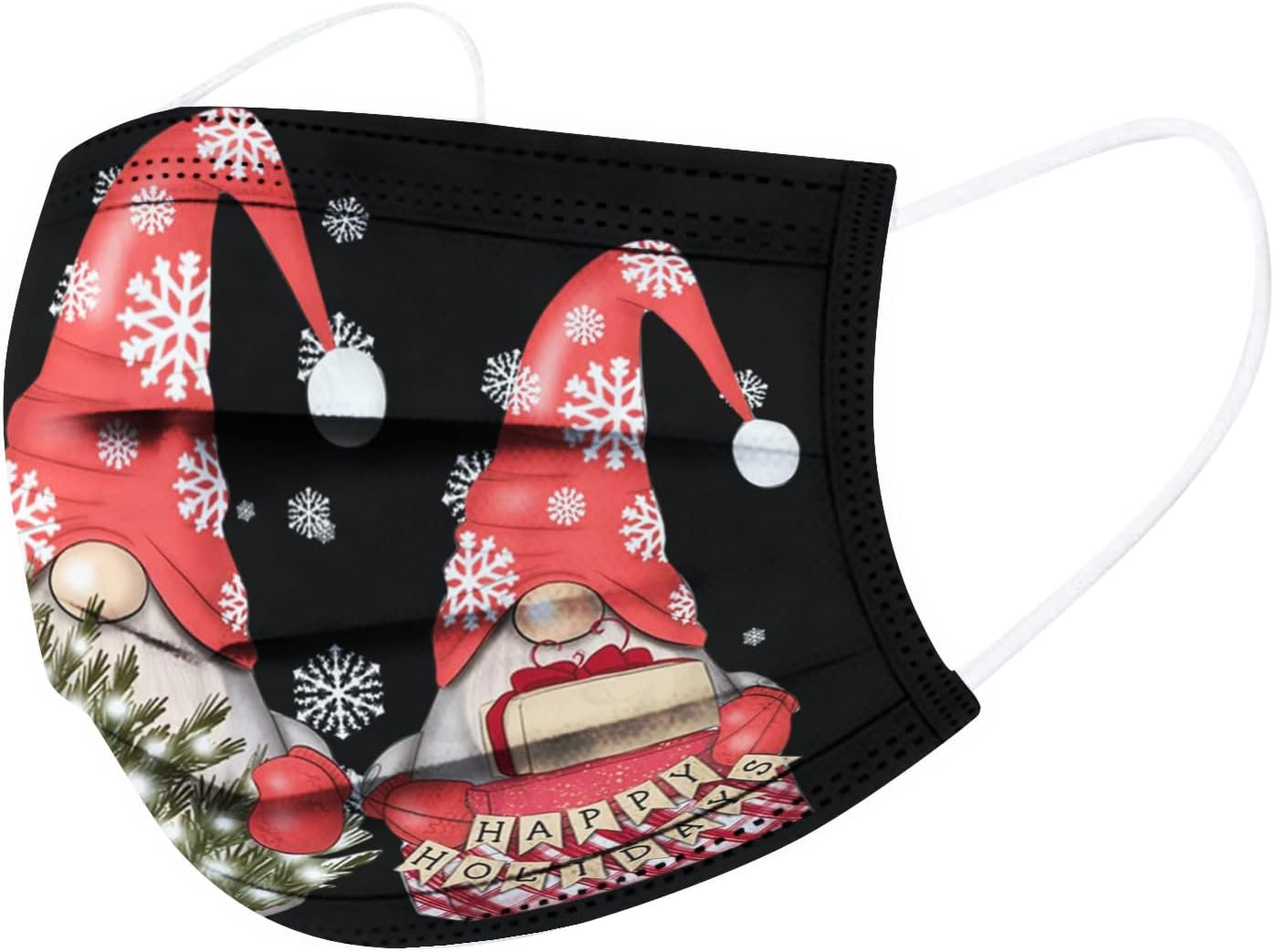 50 mascarillas desechables de Navidad para adultos, 3 capas, transpirables, protectoras, desechables, con diseño de ciervo de Papá Noel