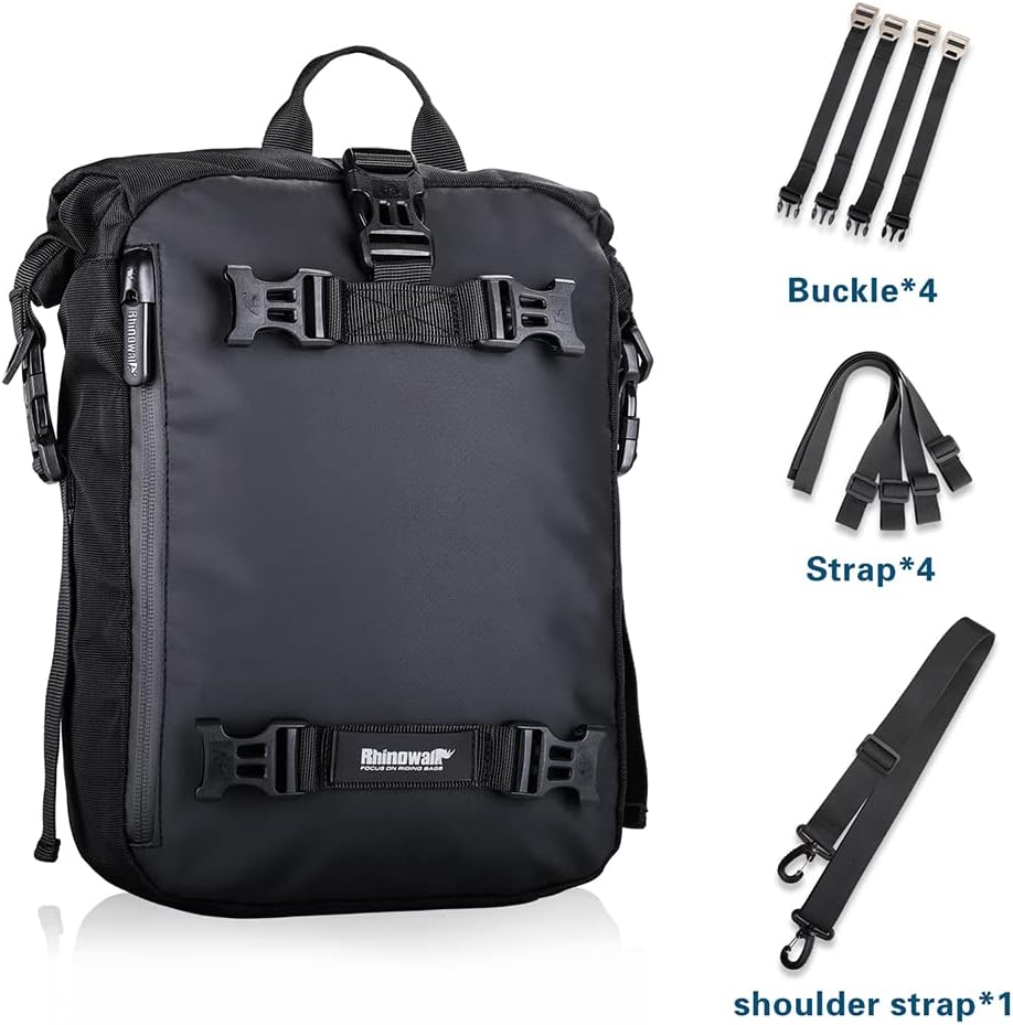 Rhinowalk Bolsa trasera para motocicleta, 10L, impermeable, bolsa de alforja de motor, equipaje de viaje, bolsa de almacenamiento para maletero,