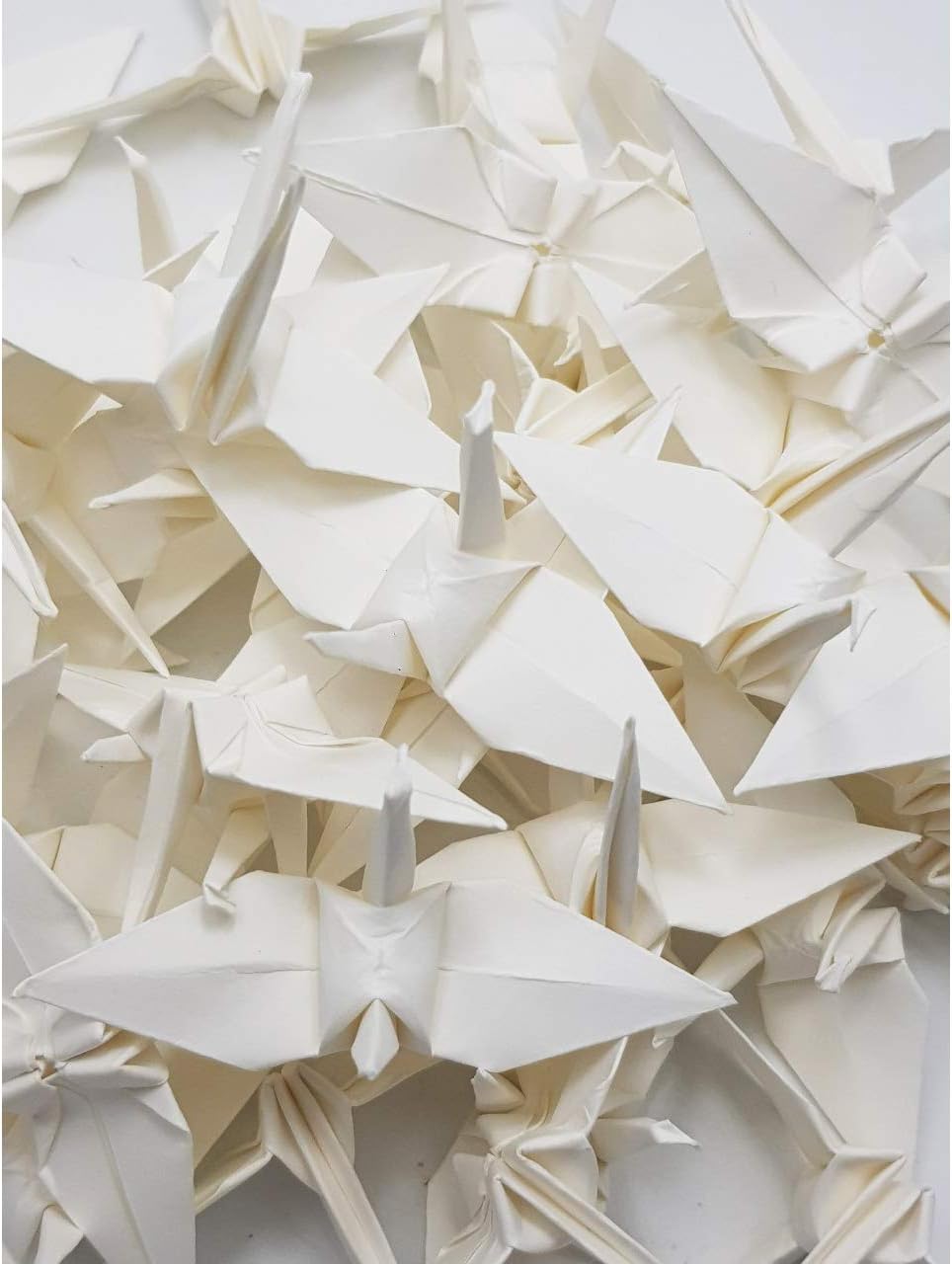 100 grúas de papel de origami, colores marfil, grúas de papel plegadas para bodas, fiestas, cumpleaños, fiestas de niños, telón de fondo, decoración