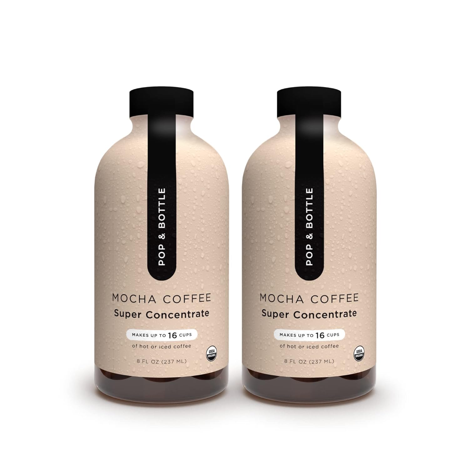 Pop & Bottle Super Concentrate – Café frío instantáneo, café caliente o helado, sin azúcar refinado, sin lácteos, hace hasta 16 tazas, gran