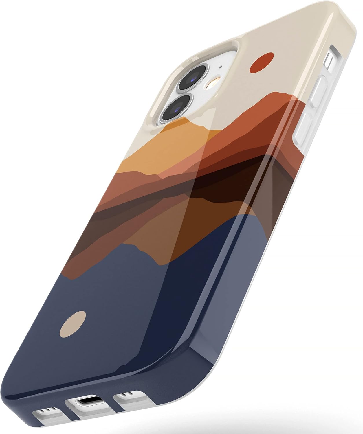 Casely Funda para iPhone 11  Los opuestos se atraen  Funda de montaña de bloque de color de día y noche