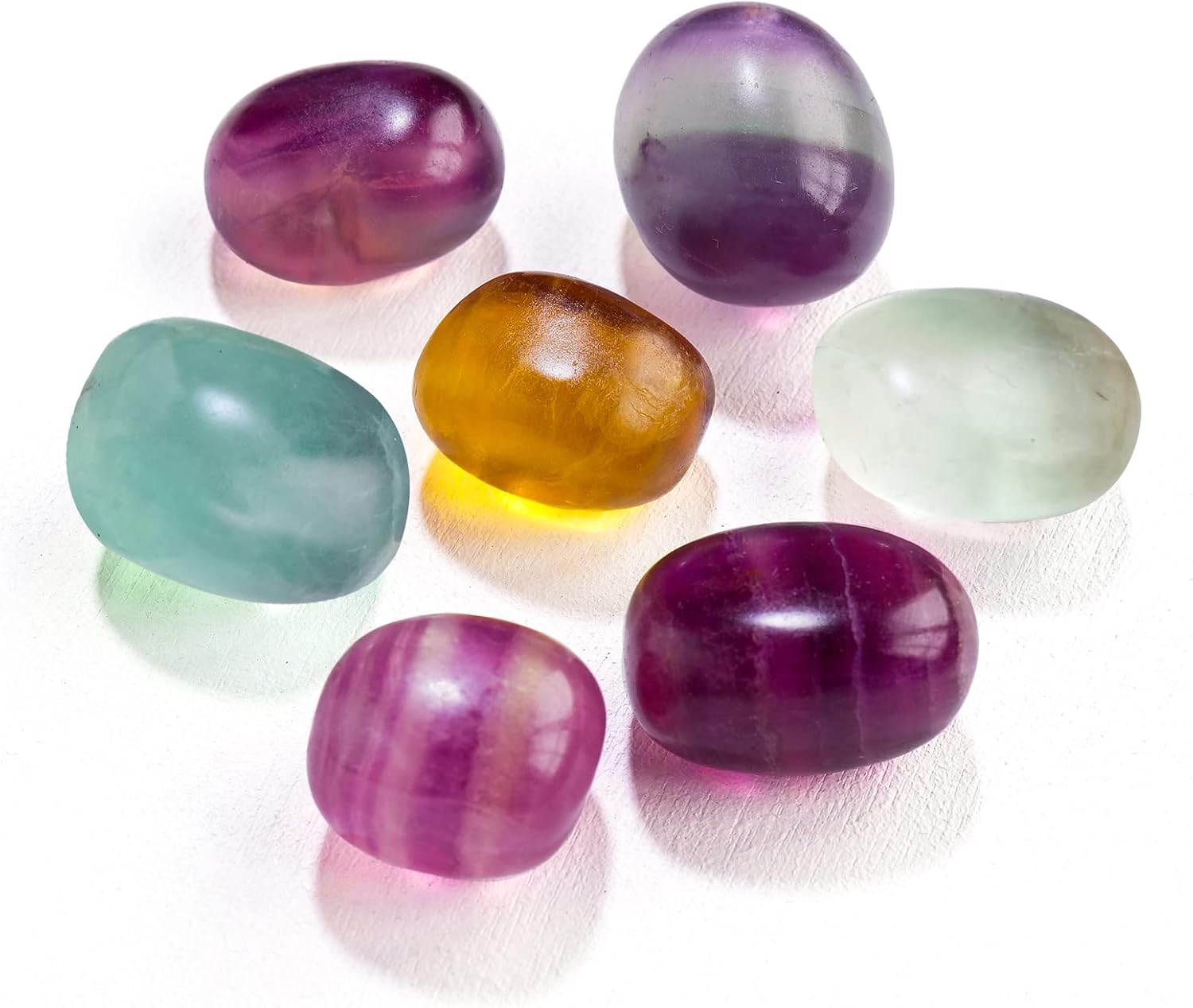 Apengshi Piedra de cristal de fluorita de color natural, 0.22 libras, cristal curativo pulido, equilibrio de chakras, reiki, terapia de meditación,