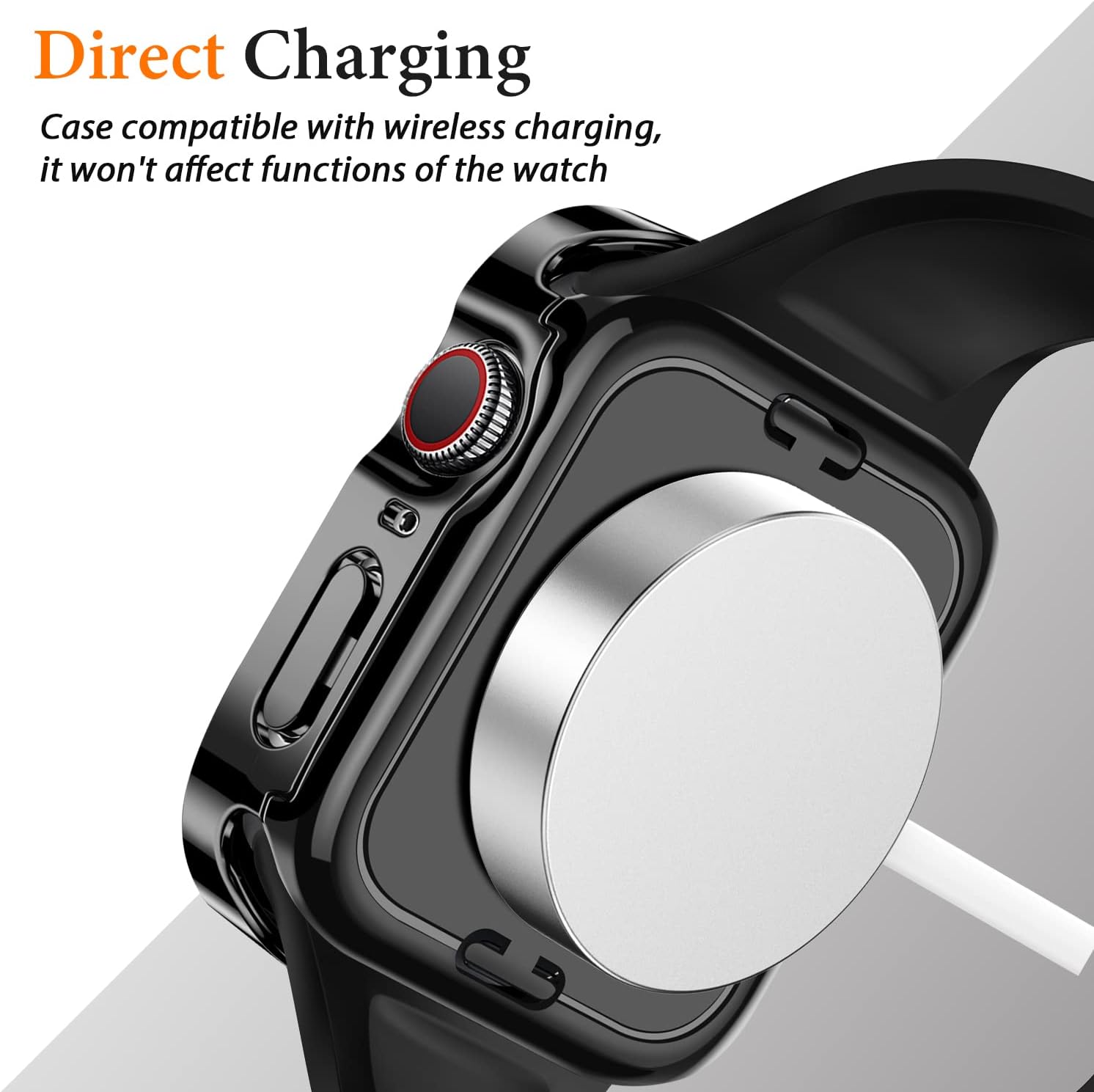 Amizee Funda 2 en 1 compatible con Apple Watch Series 9, Series 8, Series 7 de 1.772 pulgadas, con protector de pantalla integrado, borde recto de
