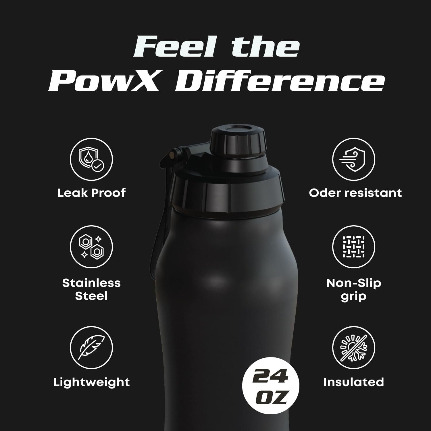 Botella de agua de acero inoxidable con popote  24 onzas  Botella de agua deportiva aislada para bebidas calientes y frías  Tapa de boquilla y