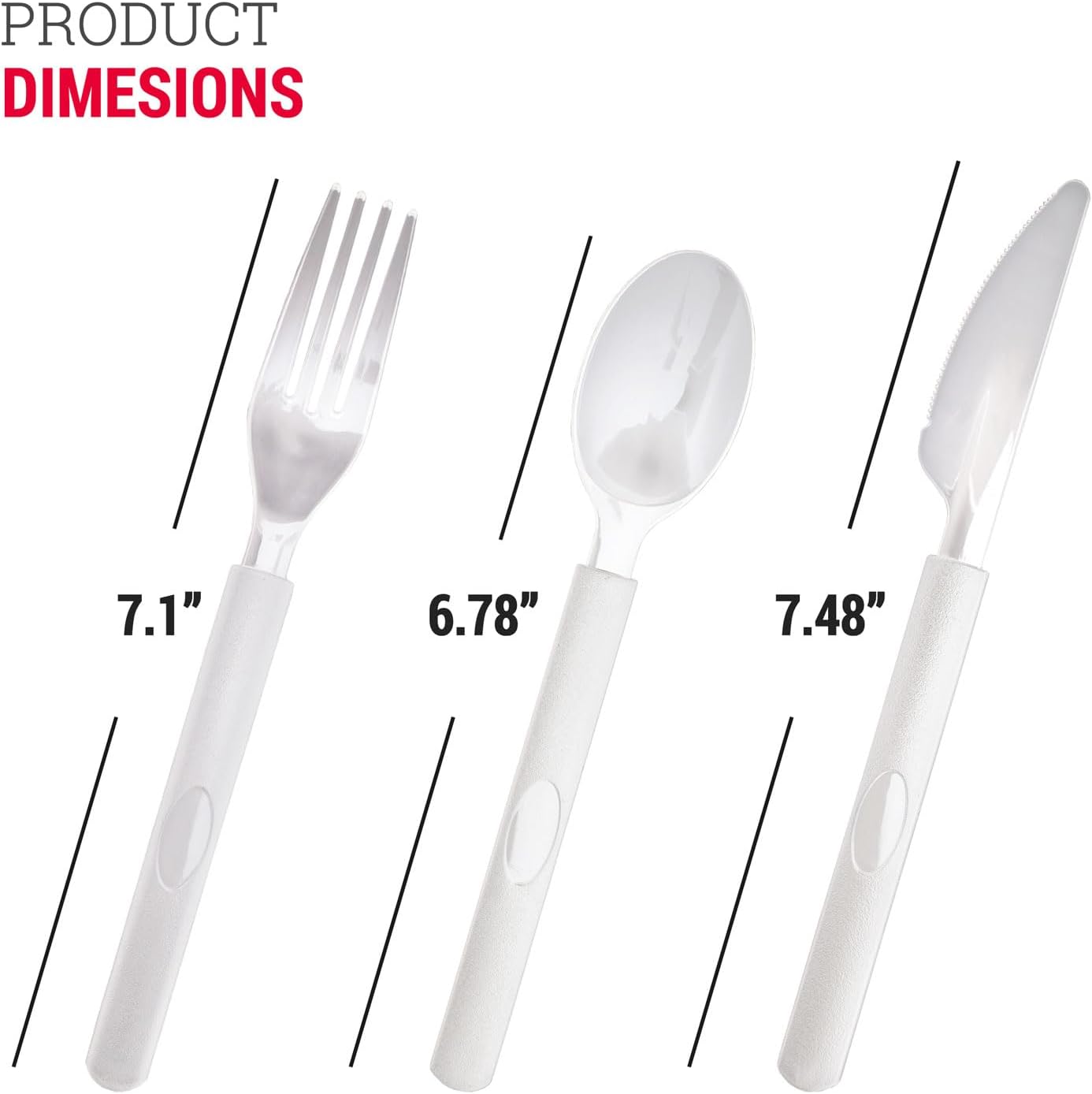 3 cuchillos de plástico transparente resistentes envueltos individualmente, resistentes como cubiertos, paquete de 100 cuchillos desechables a