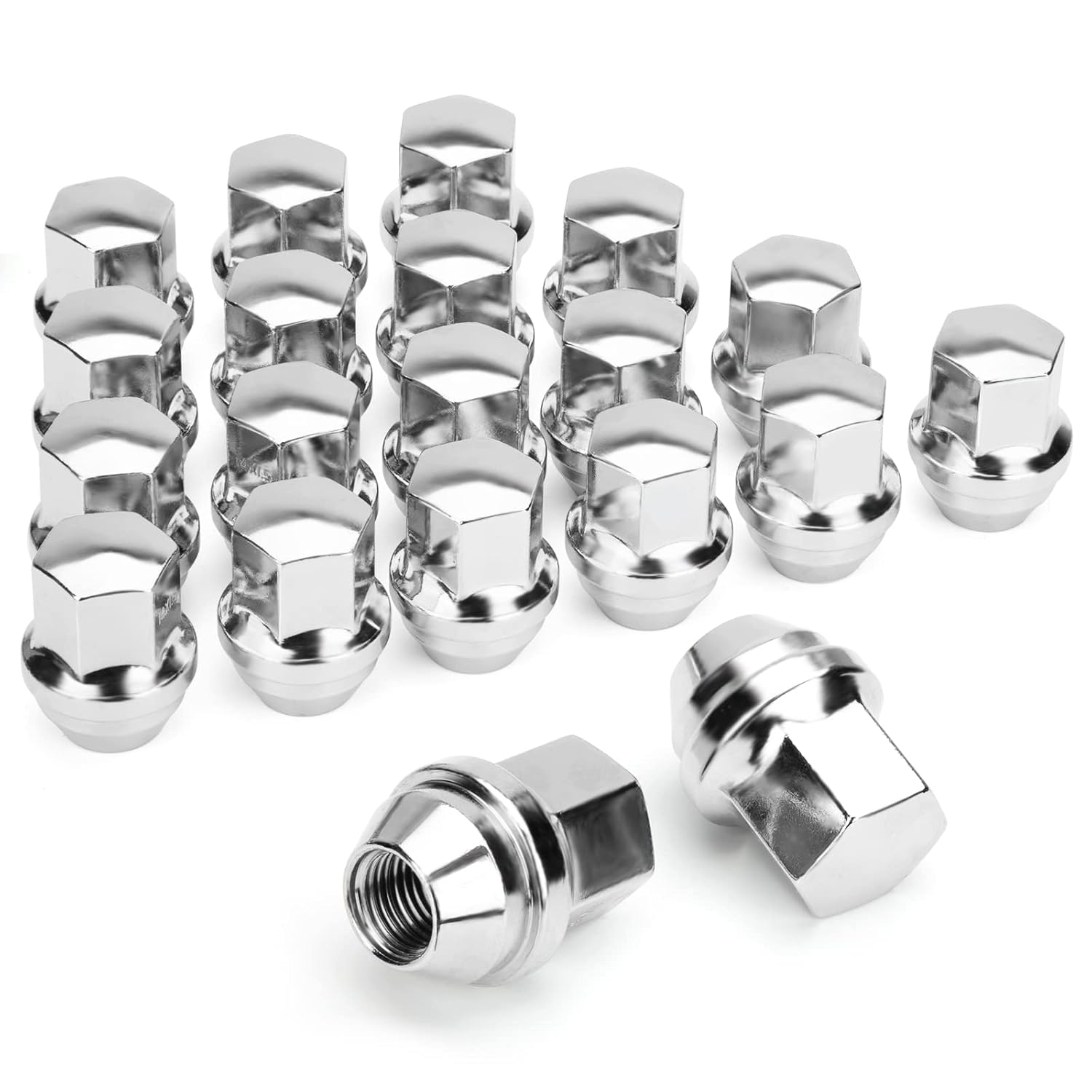 Dynofit – Tuercas para rueda M14x1.5, hexagonal, 78 pulgadas (22mm), altura 1.5 pulgadas, asiento cónico, tuercas OEM plateadas, 20 unidades