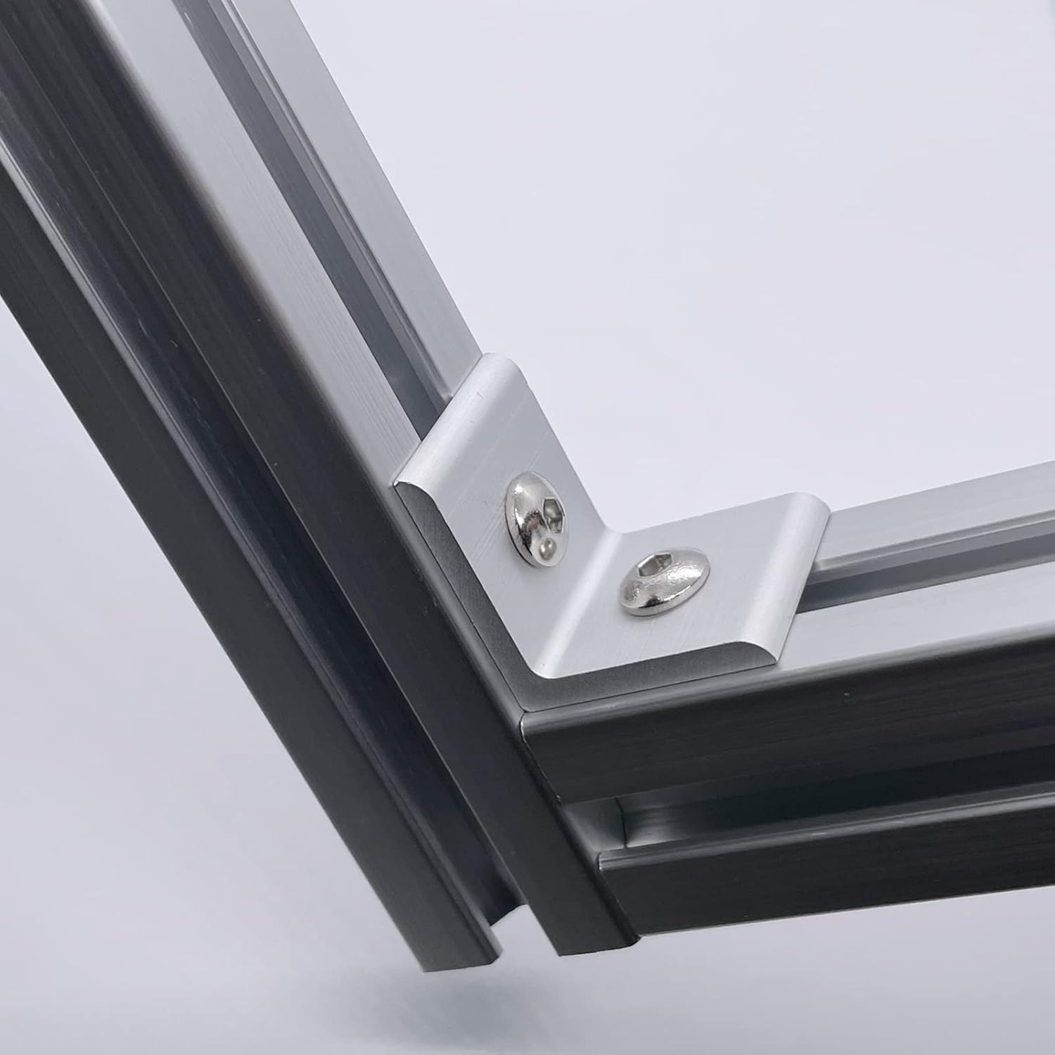 Juego de 12 conectores de perfil de aluminio de la serie 1010 plateados, 12 soportes de esquina de 1 pulgada x 1 pulgada de largo, con tuercas