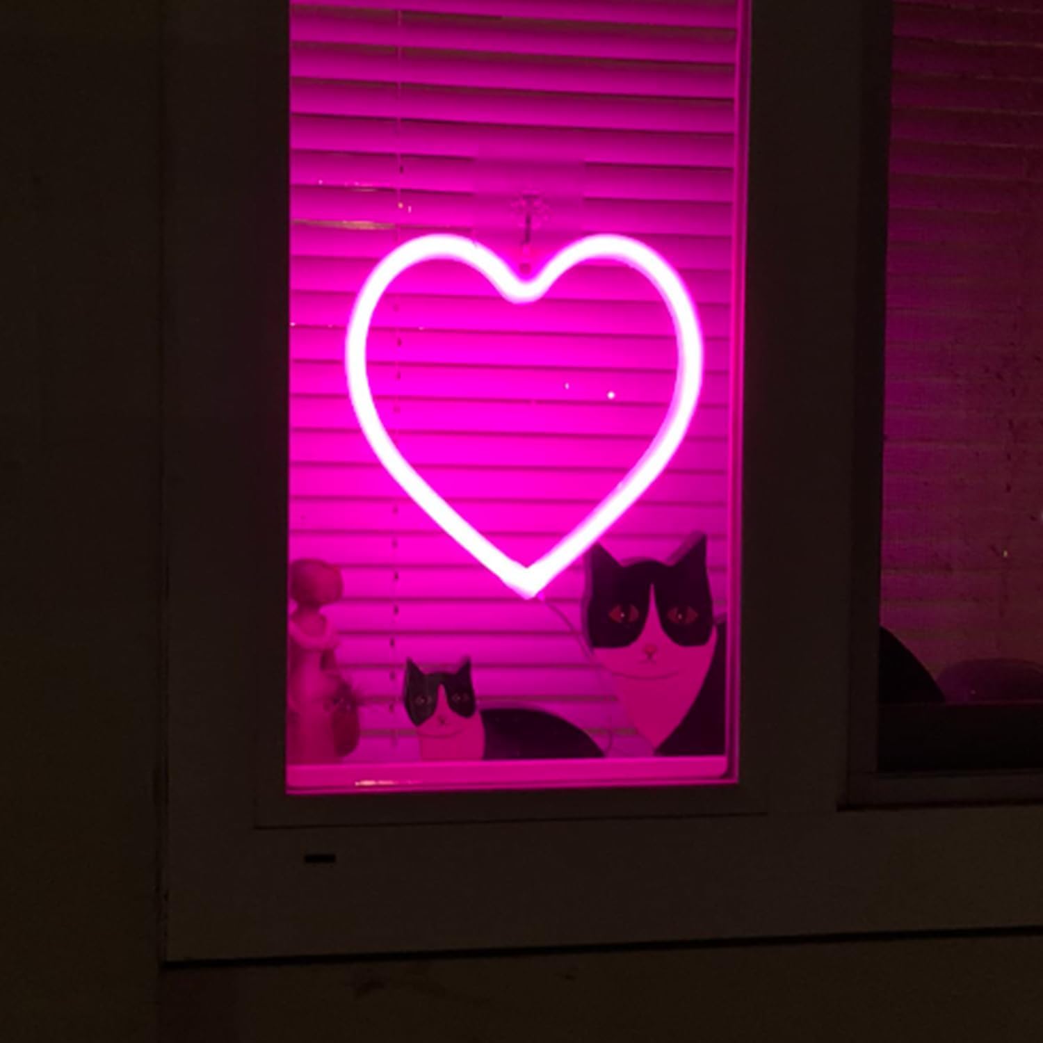 2 letreros de neón de corazón de San Valentín, funciona con pilas, luces LED de neón rosa, decoración de pared para dormitorio, cocina, puerta,