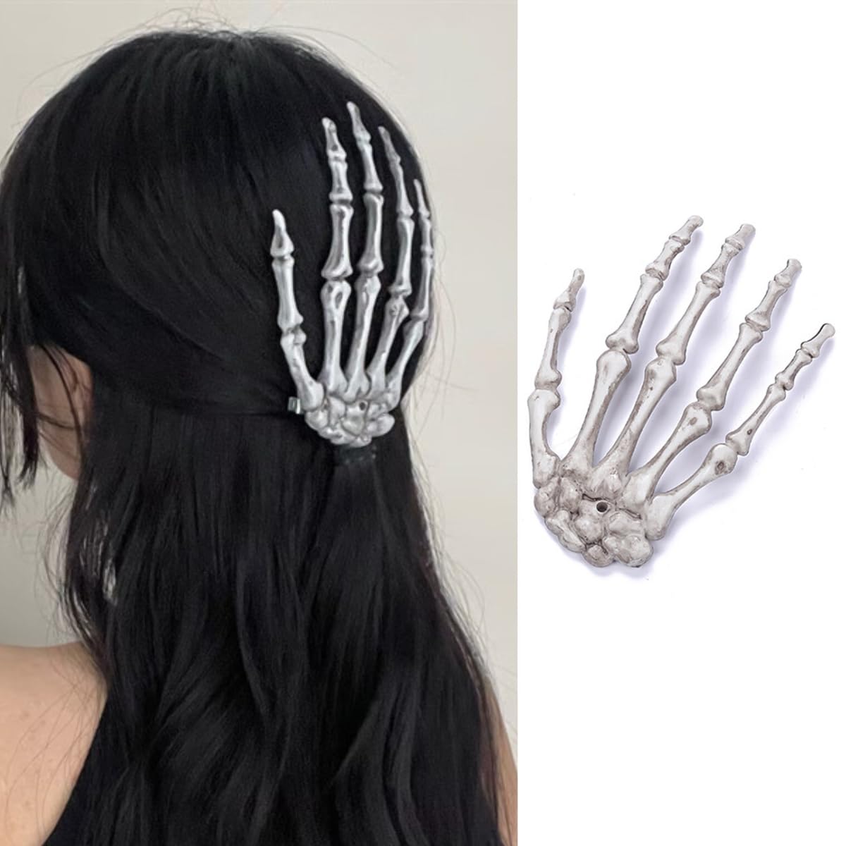 Hallowen – Pinzas para el cabello para mujer, pinzas grandes de garra, fantasma, mano, esqueleto, pasadores para el cabello, accesorios para el