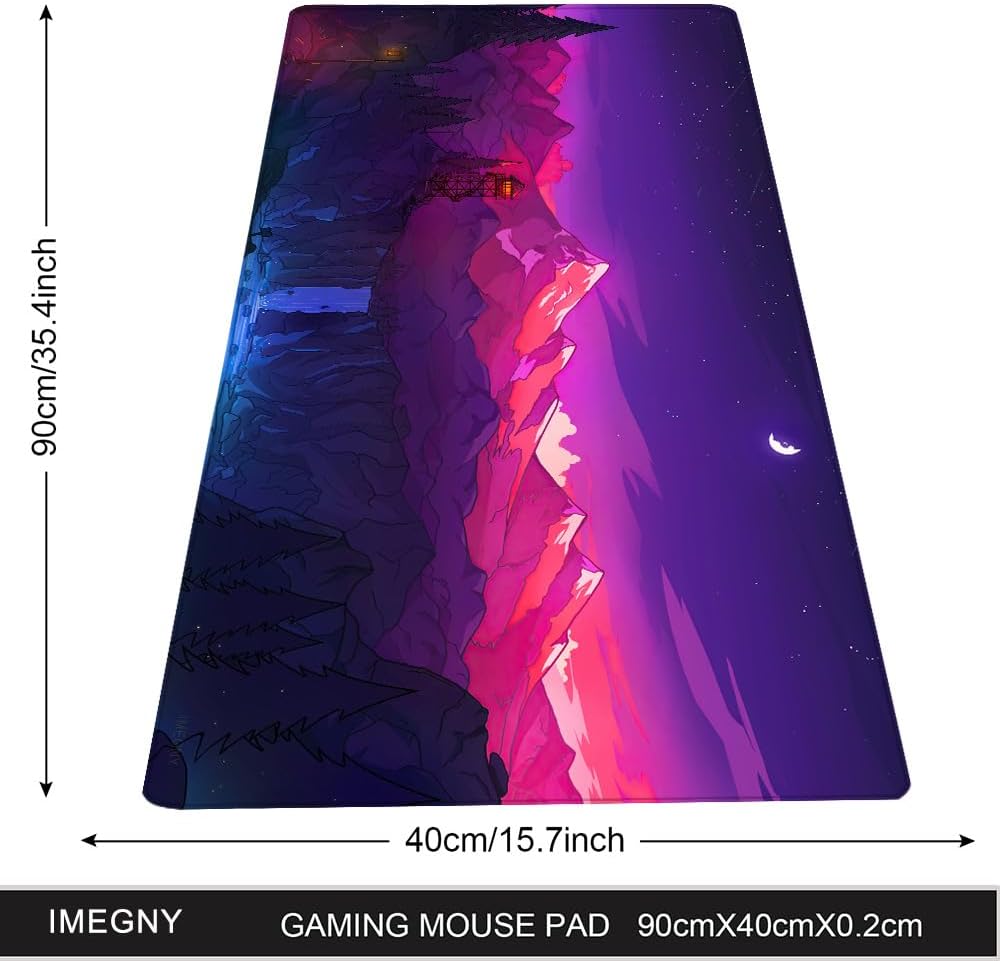Alfombrilla de mouse grande para juegos, alfombrilla de escritorio XXL extendida y alfombrilla de teclado de goma antideslizante con bordes cosidos