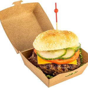 Restaurantware Mini cajas de hamburguesas de 2.8 x 2.8 x 2 pulgadas, 100 recipientes de comida con tapa con bisagras, desechables, cajas de papel Restaurantware Mini cajas de hamburguesas de 2.8 x 2.8 x 2 pulgadas, 100 recipientes de comida con tapa con bisagras, desechables, cajas de papel