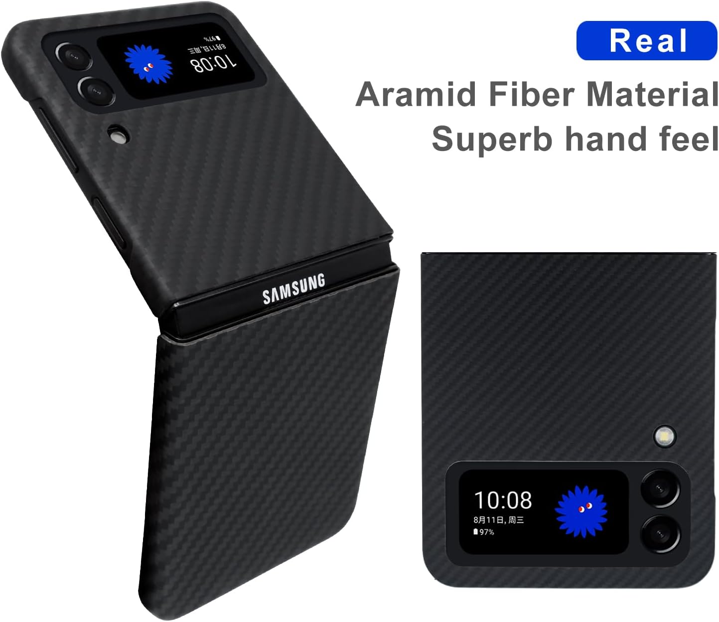 Funda para Samsung Galaxy Z Flip4, funda para Samsung Flip 4 hecha con fibra de aramida 1500D, funda ultradelgada para teléfono, sin funda