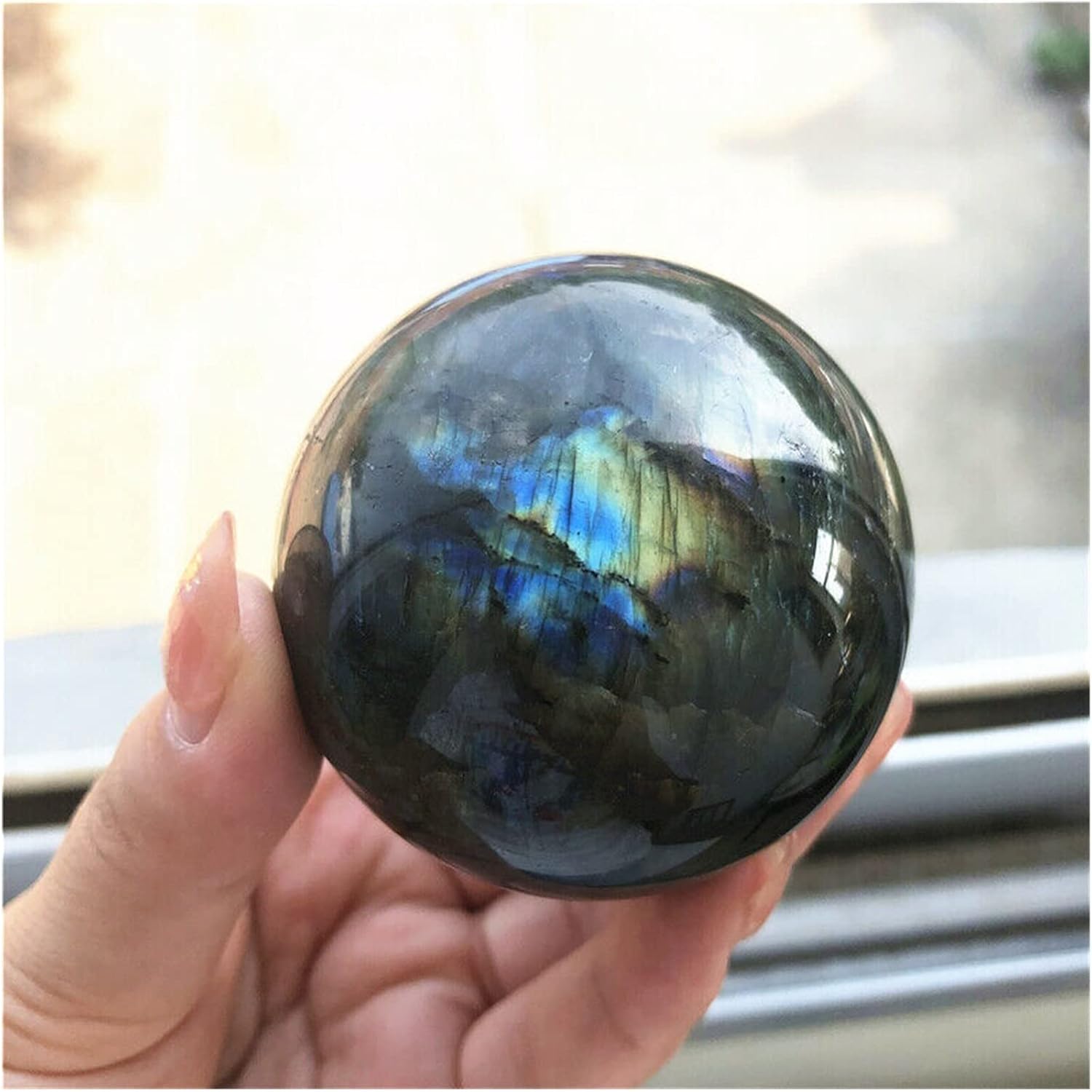 Labradorita esfera de cristal natural cuarzo piedras naturales y minerales piedras preciosas pedras para artesanato Reiki decoración (tamaño