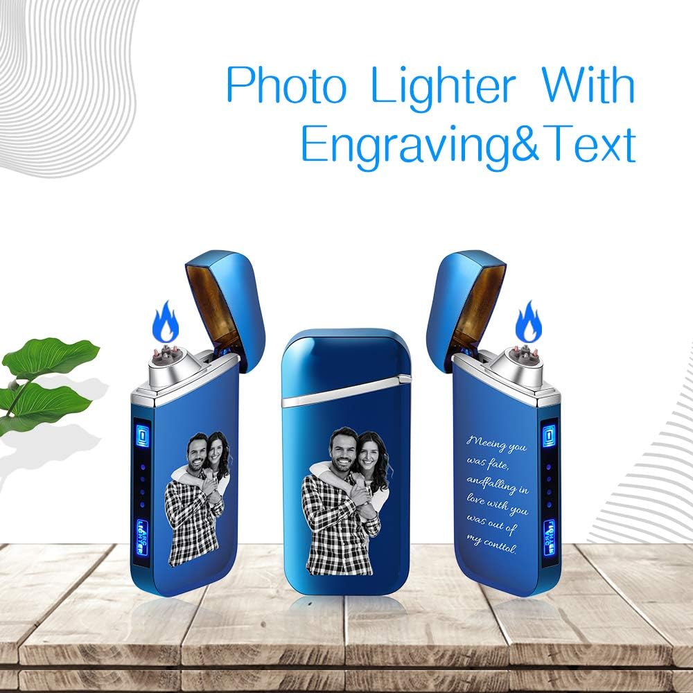 kaululu Encendedor de fotos personalizado, encendedor USB personalizado para hombres, encendedor grabado por USB, recargable por USB, para camping,