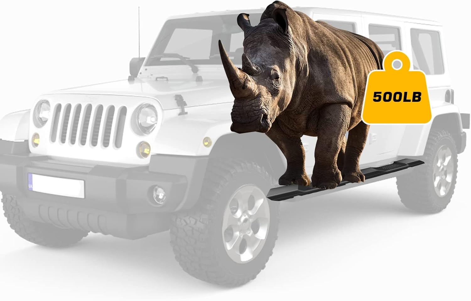 KKoneAuto Estribos compatibles con Wrangler JK Utility 2007-2018 de 4 puertas, 2 piezas deslizantes de roca, estilo OE, escalones laterales negros