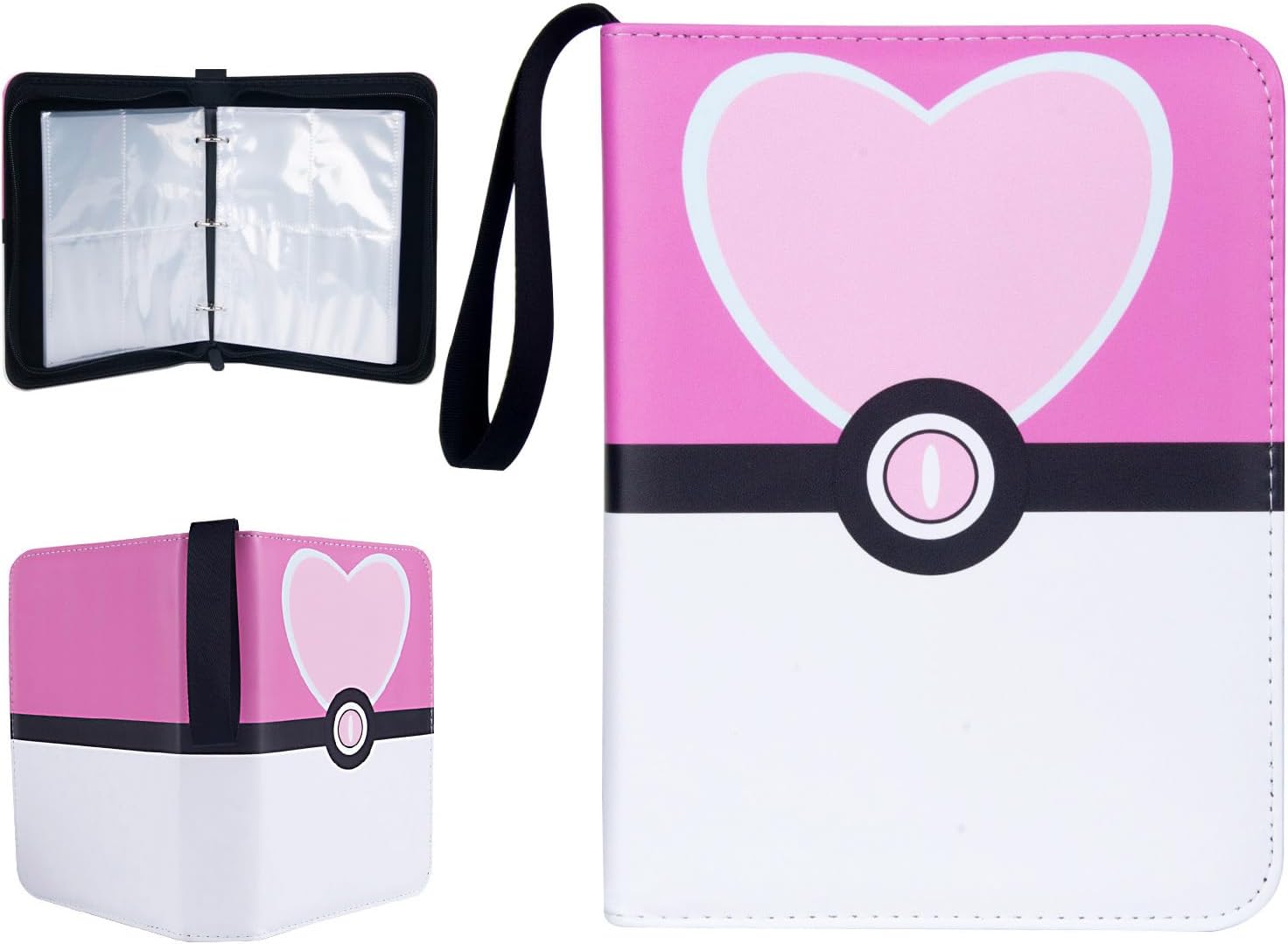 Carpeta de tarjetas coleccionables de 4 bolsillos para niñas, portatarjetas, 4 bolsillos, 50 fundas extraíbles, 400 tarjetas con cremallera,