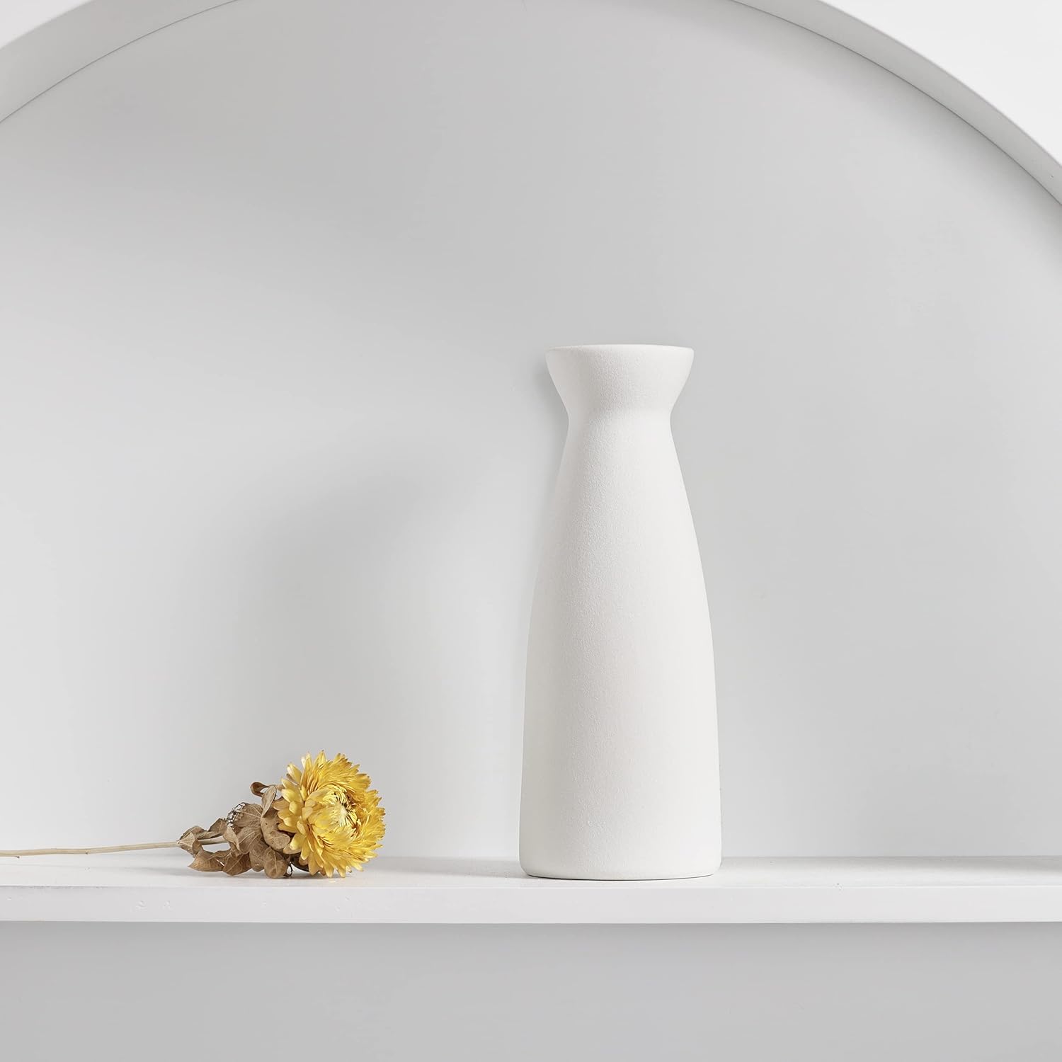Jarrón de cerámica blanca, jarrón minimalista moderno, jarrón de cerámica blanca de hierba de las pampas, jarrón decorativo moderno, estilo bohemio