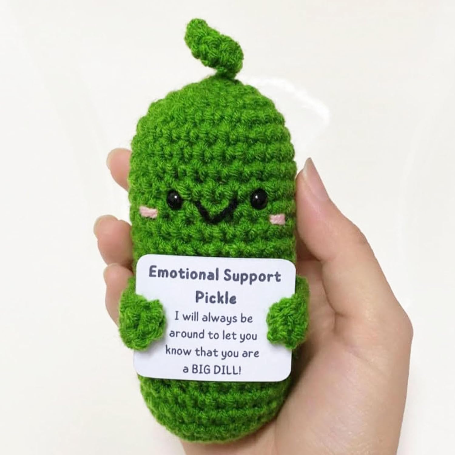 Apoyo emocional Pepino en escabeche hecho a mano, soporte emocional en escabeche, lindo punto de ganchillo, berenjena positiva, regalo para niños y