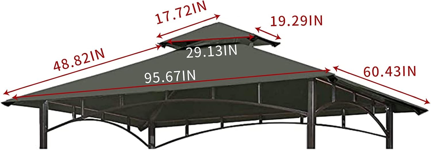 CoastShade Gazebo de barbacoa de 8 x 5 pulgadas, doble nivel, techo de repuesto para exteriores, carpa de techo, color gris
