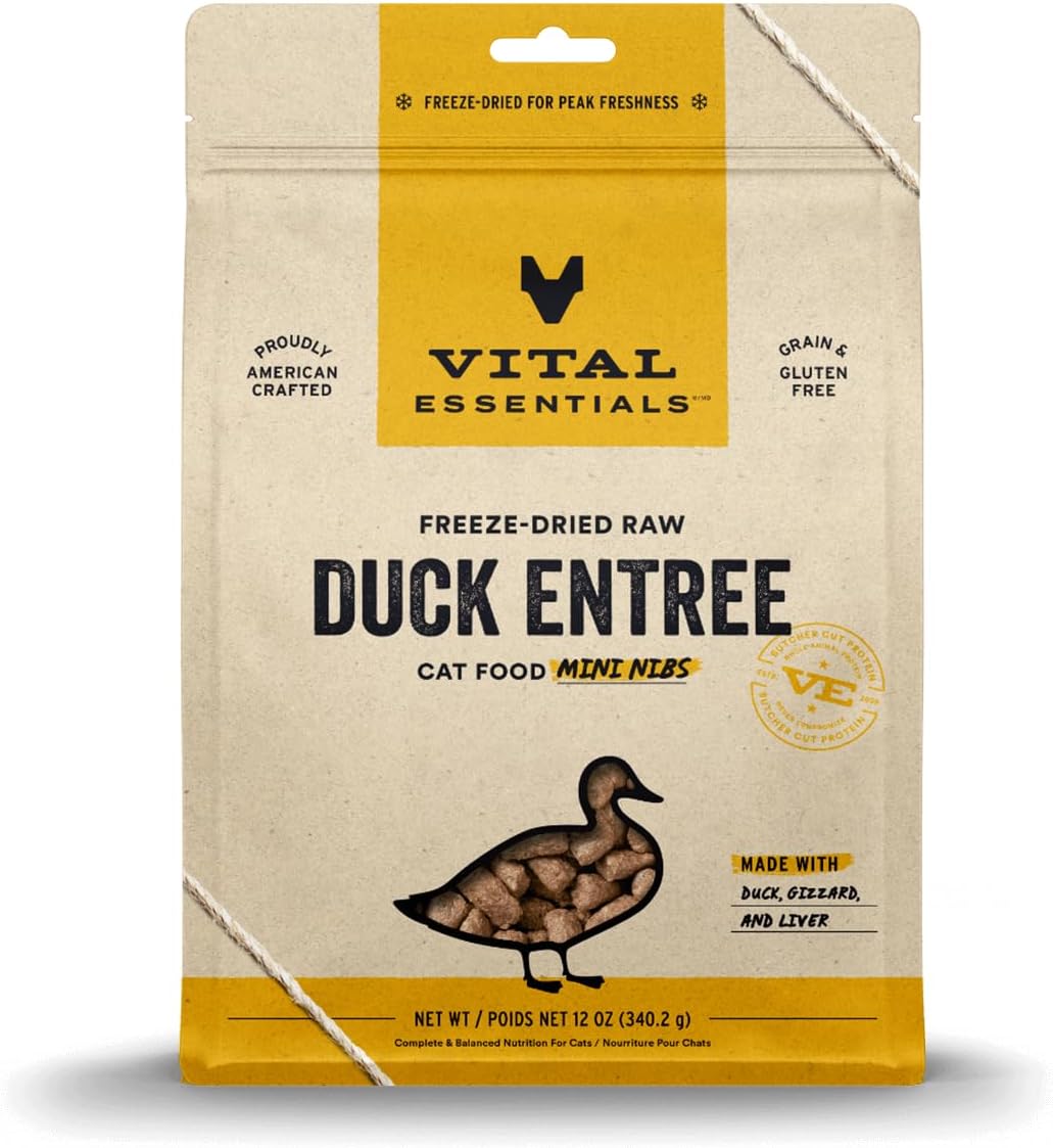 Vital Essentials Alimento crudo liofilizado para gatos, plato de pato, 12 onzas