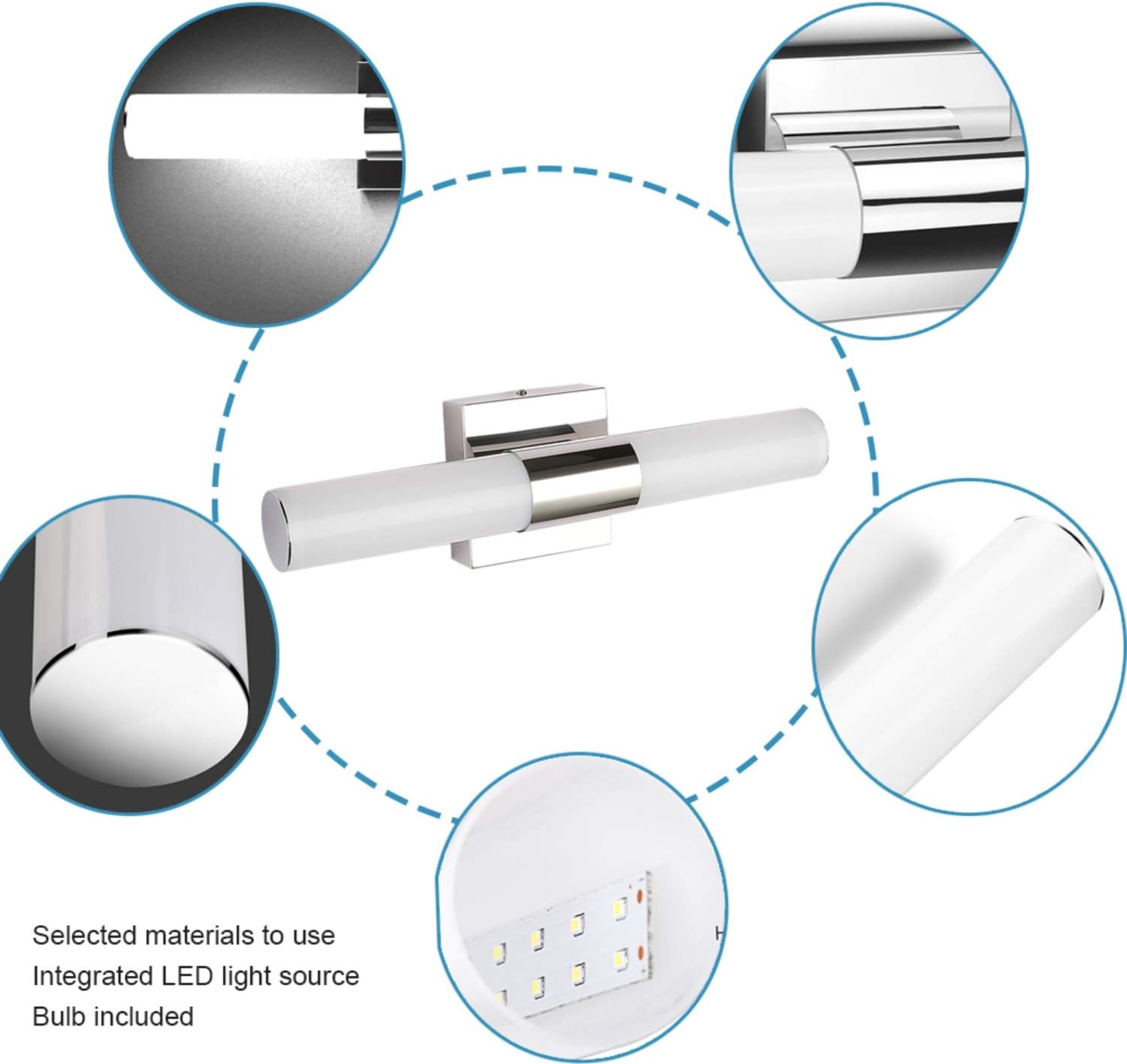 Joosenhouse Lámparas LED para tocador de baño sobre espejo de 17.7 pulgadas, moderna lámpara de tocador de baño, accesorios de iluminación de