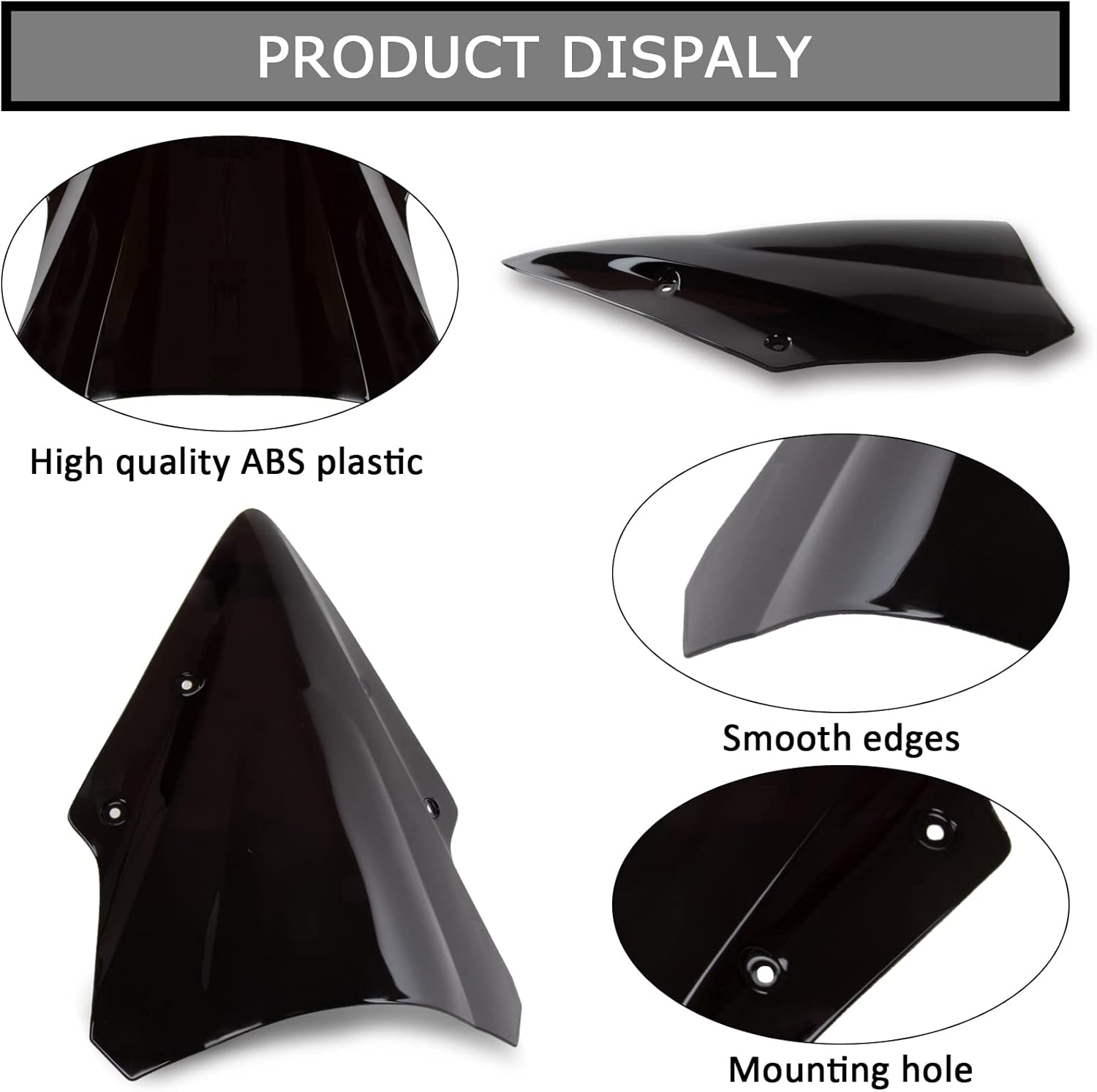 Parabrisas doble burbuja para Ninja 650 ER6F 2017 2018 2019 (negro)