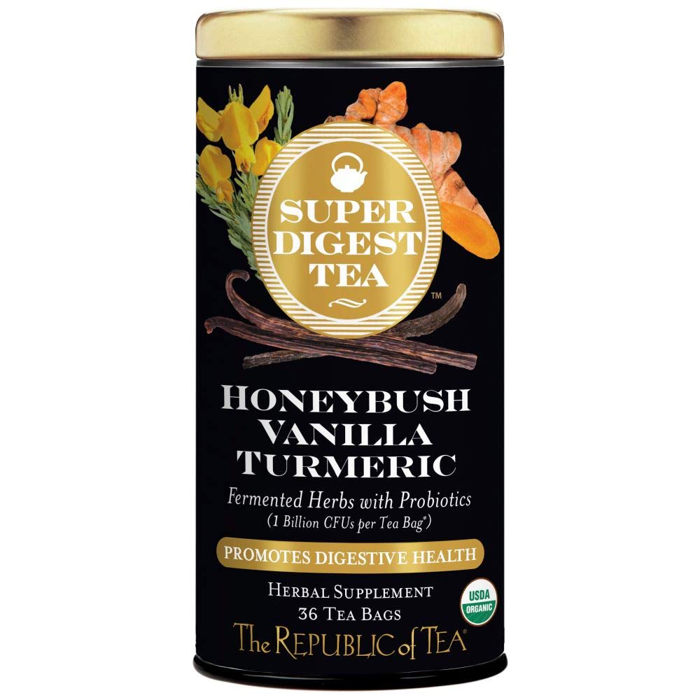 The Republic of Tea Organic Honeybush Vanilla Turmeric SuperDigest Tea  Probiotic Tea Bag (36 count)