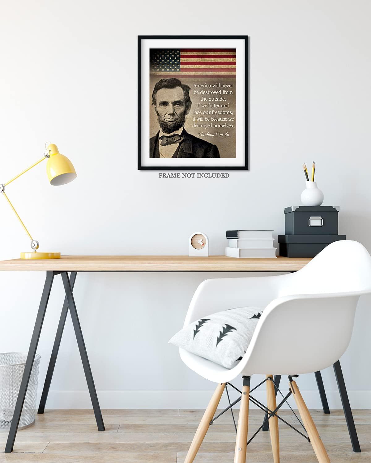 Govivo Cita histórica de Abraham Lincoln – Impresión artística de decoración de pared del presidente patriótico estadounidense – ilustraciones sin