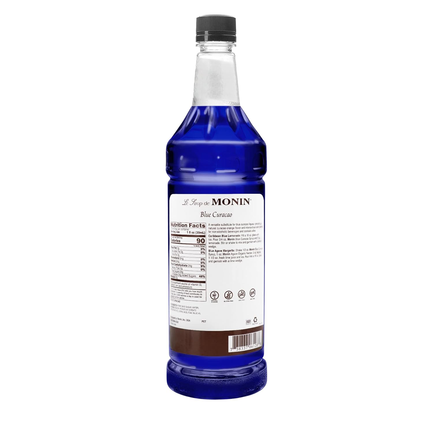 Monin Jarabe de sabor curacao azul de 1 litro