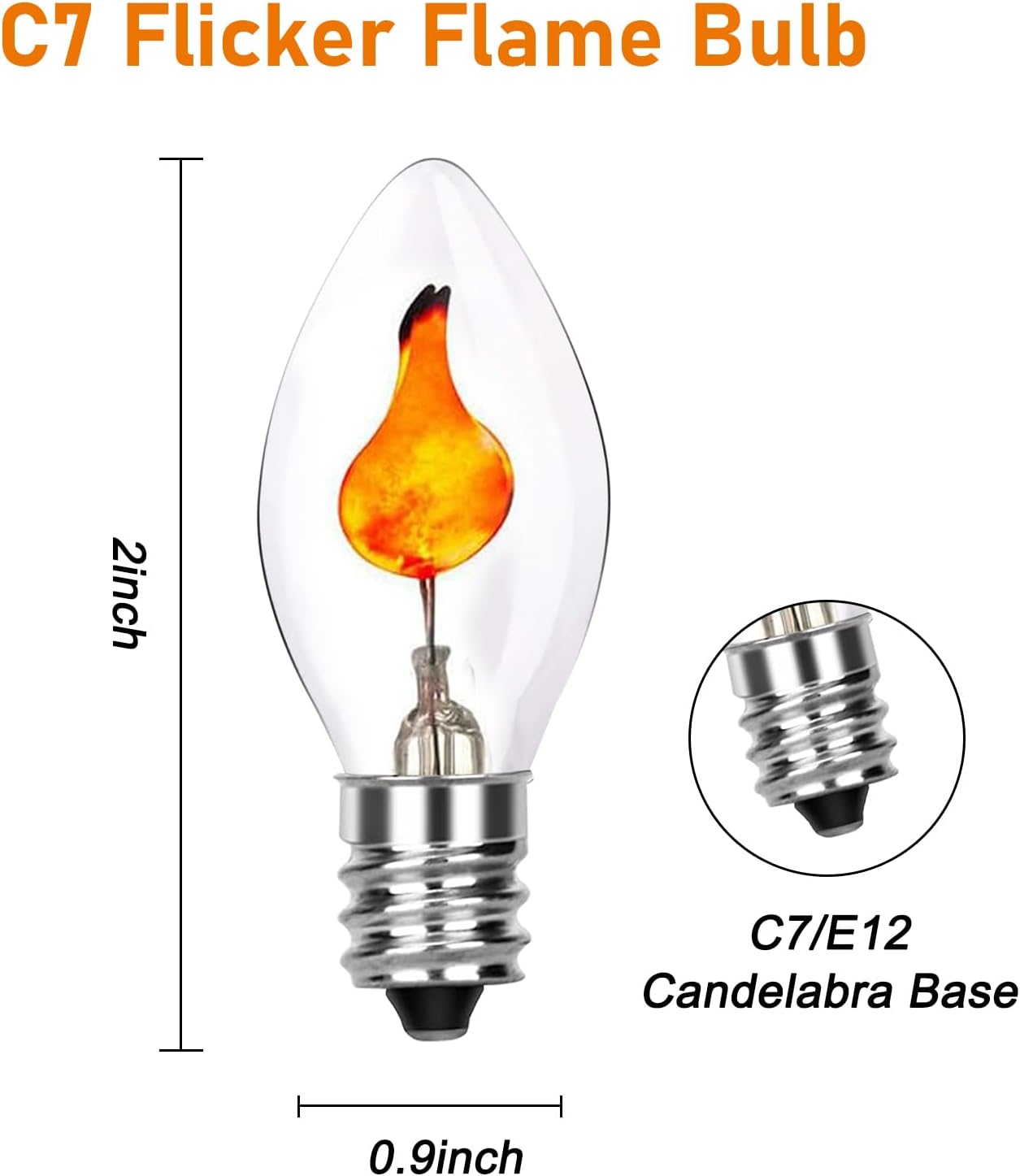 Bombilla de llama parpadeante transparente C7, bombilla en forma de llama que baila con un brillo parpadeante, 1 W, bombillas de candelabro de llama