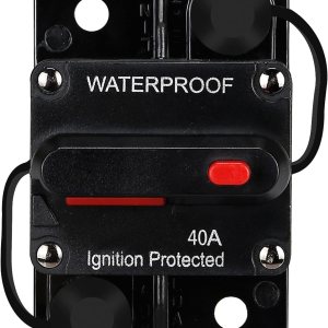 Disyuntor impermeable de 40 amperios, portafusibles, disyuntor de audio, con reinicio manual, 12V-48V CC, 30A-300A, para sistema de audio de barco Disyuntor impermeable de 40 amperios, portafusibles, disyuntor de audio, con reinicio manual, 12V-48V CC, 30A-300A, para sistema de audio de barco