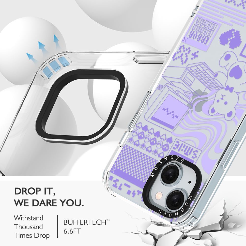 MOSNOVO Buffertech – Funda compatible con iPhone 15, impacto de caída de 6.6 pies, tecnología antidesprendimiento, TPU transparente, a prueba de