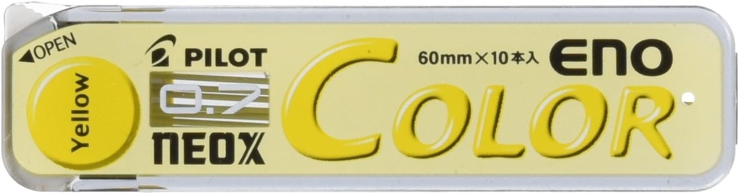 Pilot Lápiz mecánico de color Eno, 0.028 in, amarillo, 10 minas (HRF7C-20-Y)