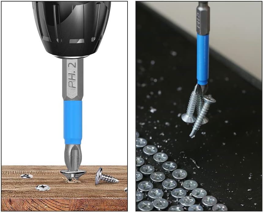 10 piezas Phillips Bits Ph2 herramienta eléctrica, juego de puntas de destornillador magnéticas, juego de puntas Phillips antideslizantes de 2