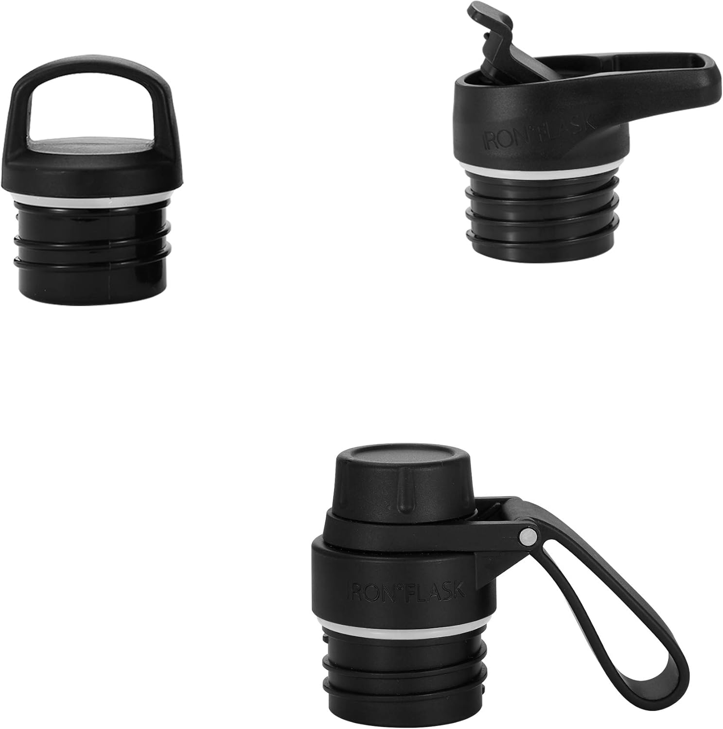 IRON FLASK Botella de agua deportiva  32 onzas  3 tapas (tapa de boquilla estrecha) a prueba de fugas aislada al vacío  Termos aislados de doble