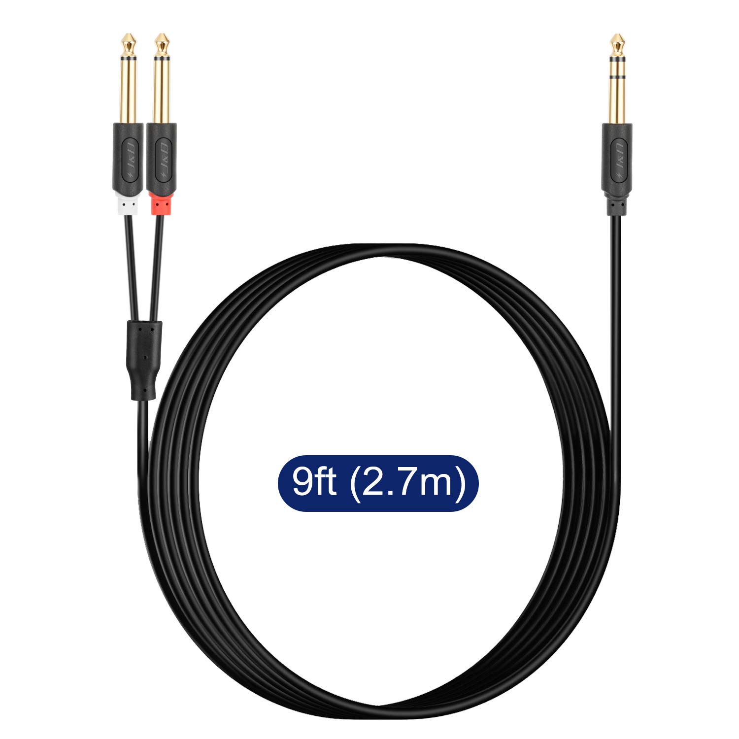 J&D Cable de inserción estéreo TRS de 14 de pulgada, audio wave chapado en oro, serie de 0.250 in 14 pulgadas TRS macho a doble 0.250 in 14 pulgadas
